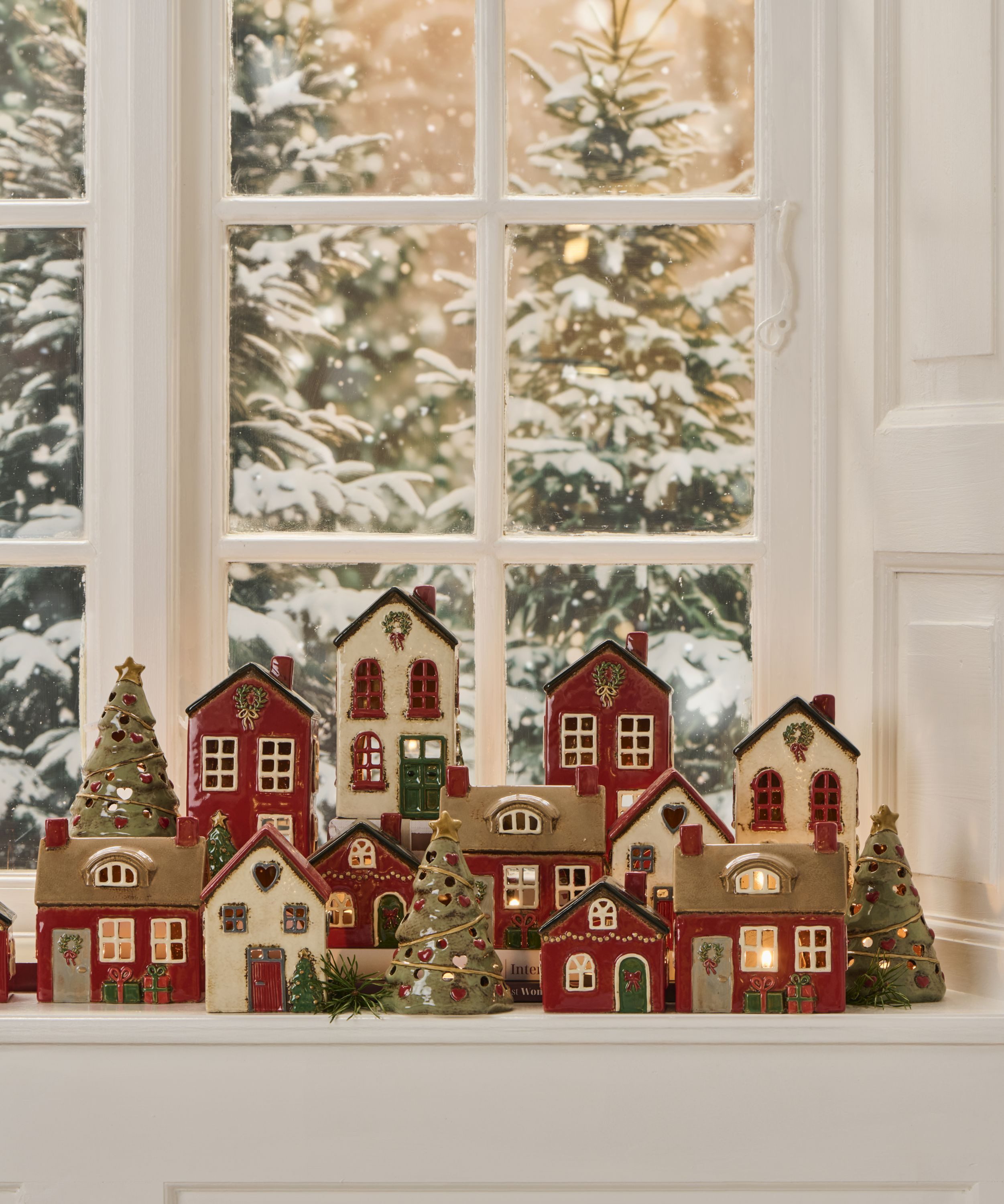 Ib Laursen Weihnachtshaus Ib Laursen - Lichterhaus Teelichthalter Teelichthaus mit Kranz