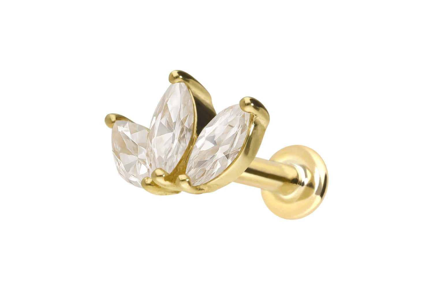 PIERCINGLINE Piercing-Set 14 Karat Gold Labret mit Innengewinde MOISSANIT-L günstig online kaufen