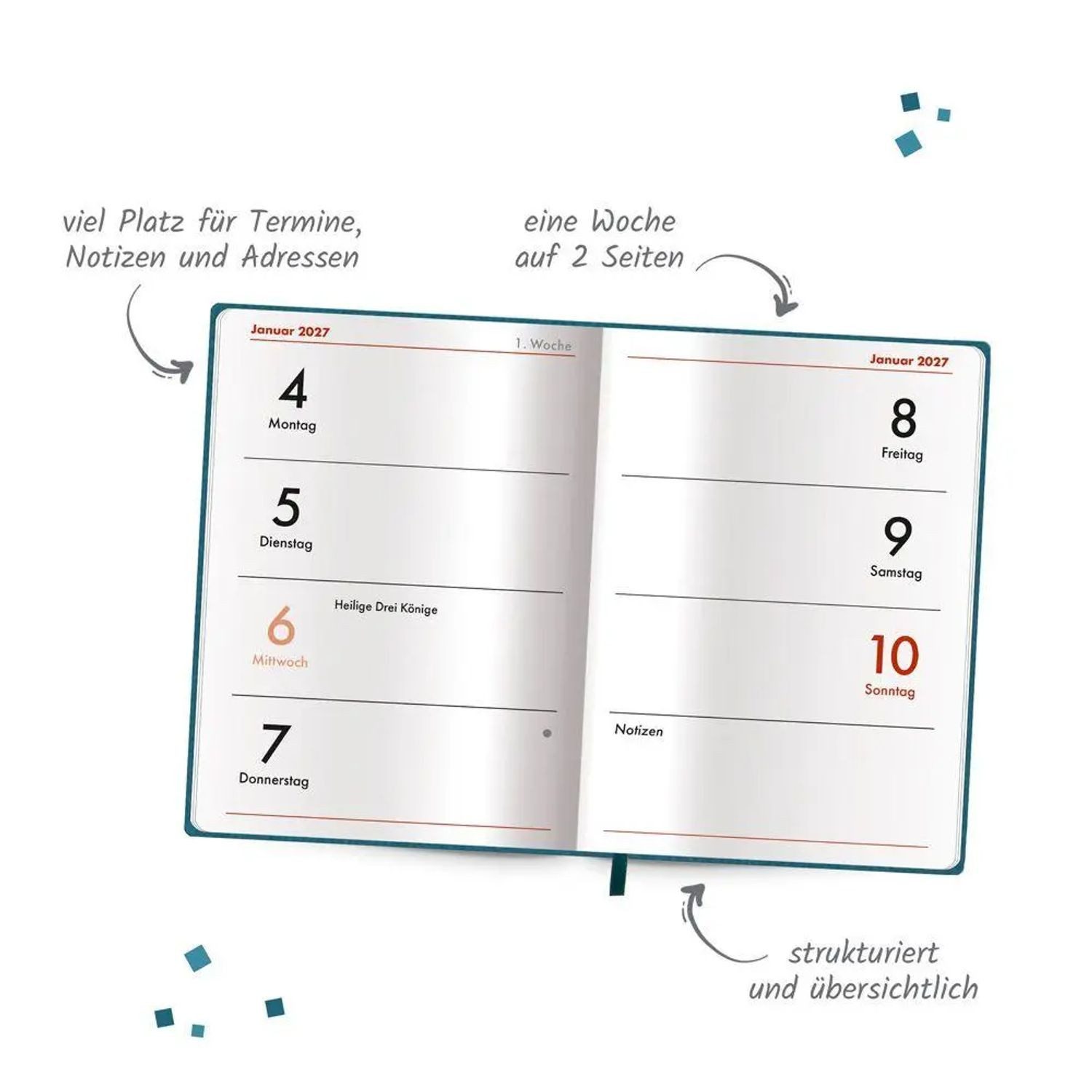 Trötsch Verlag Taschenkalender TRÖTSCH - Taschenkalender A7 Soft Touch Petrol 2027