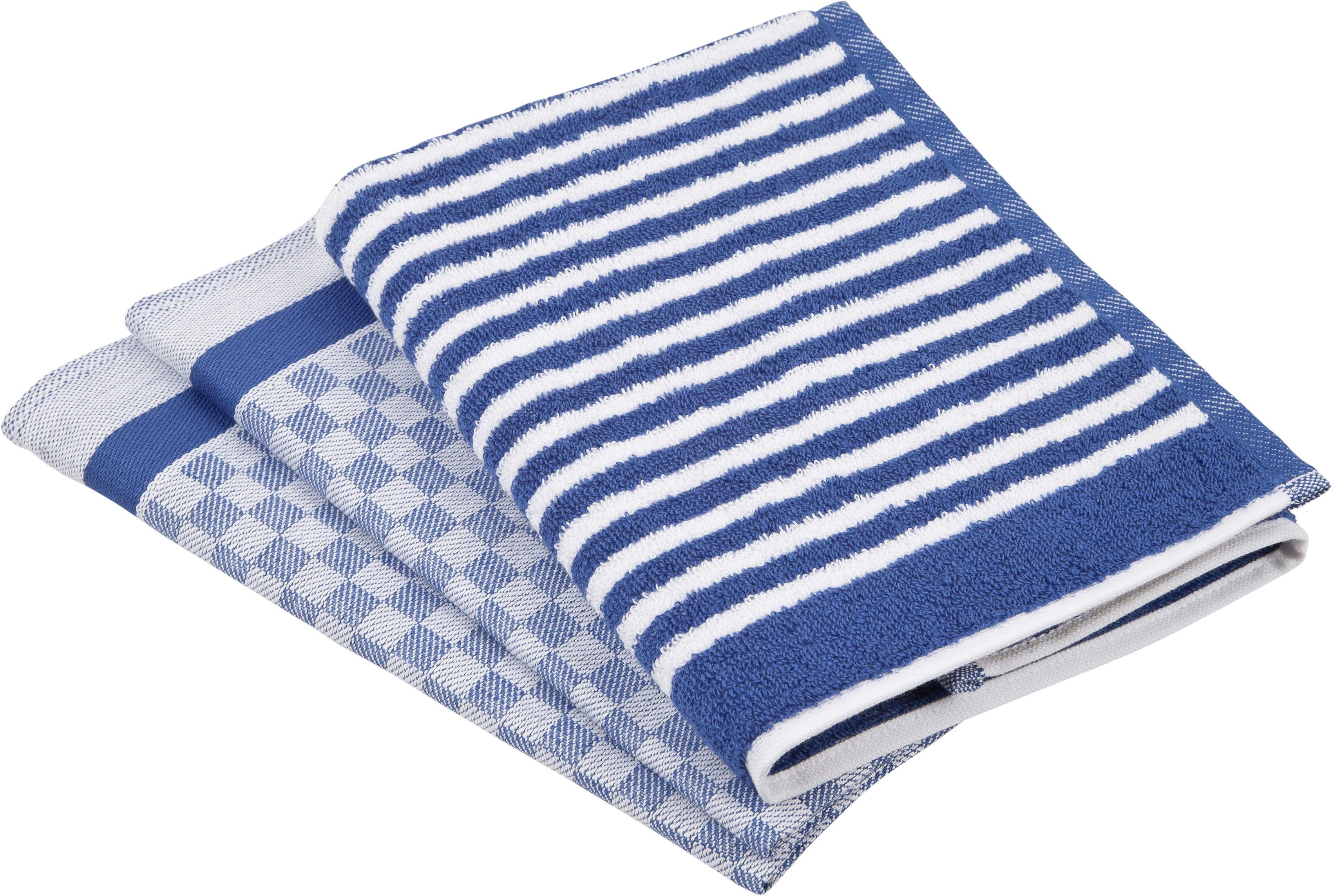 ROSS Geschirrtuch Exclusiv, (Set, 3-tlg), 1x Küchen-Frottiertuch (Streifen) günstig online kaufen