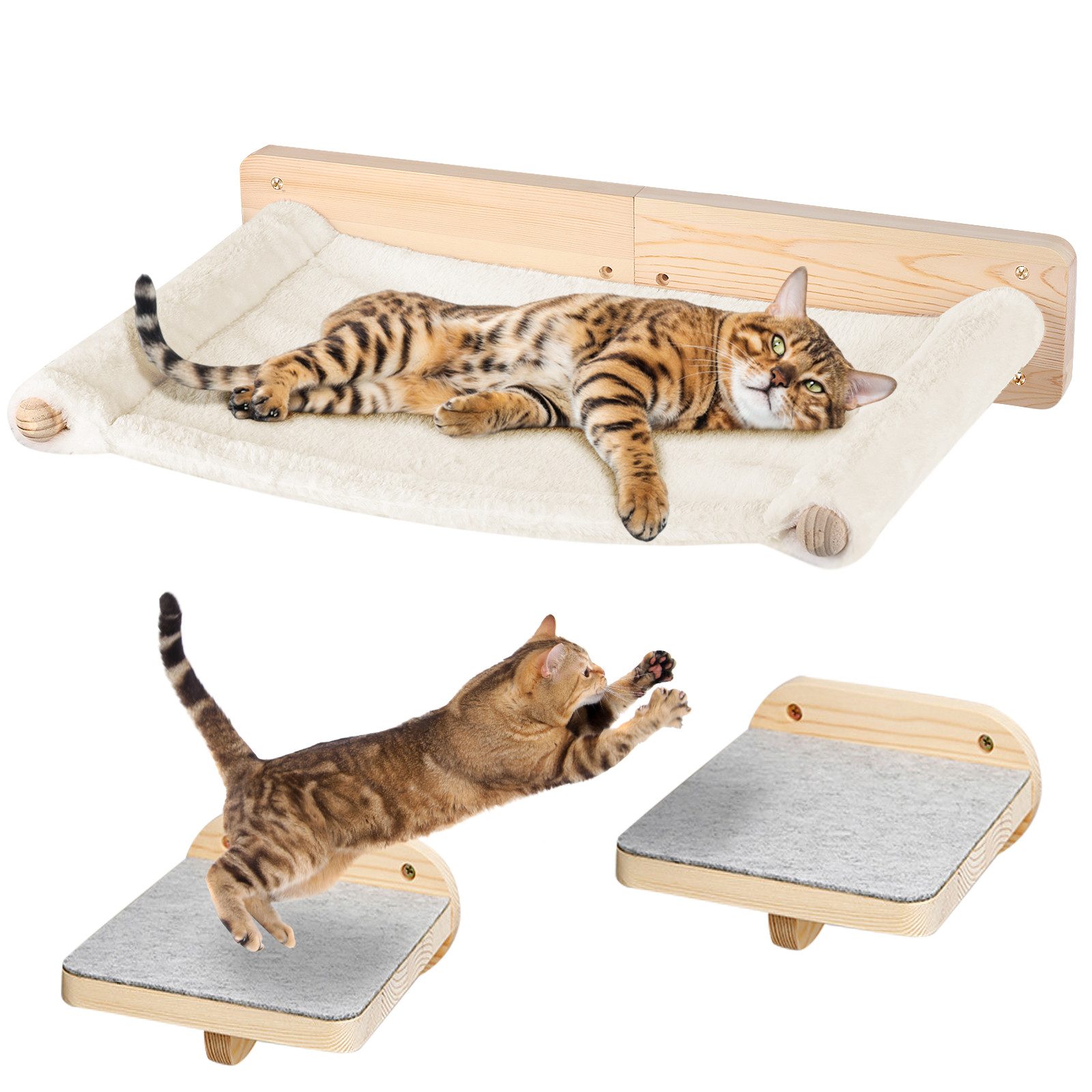 JEOBEST Katzen-Kletterwand Katzenmöbel aus Holz Katzentreppe, günstig online kaufen
