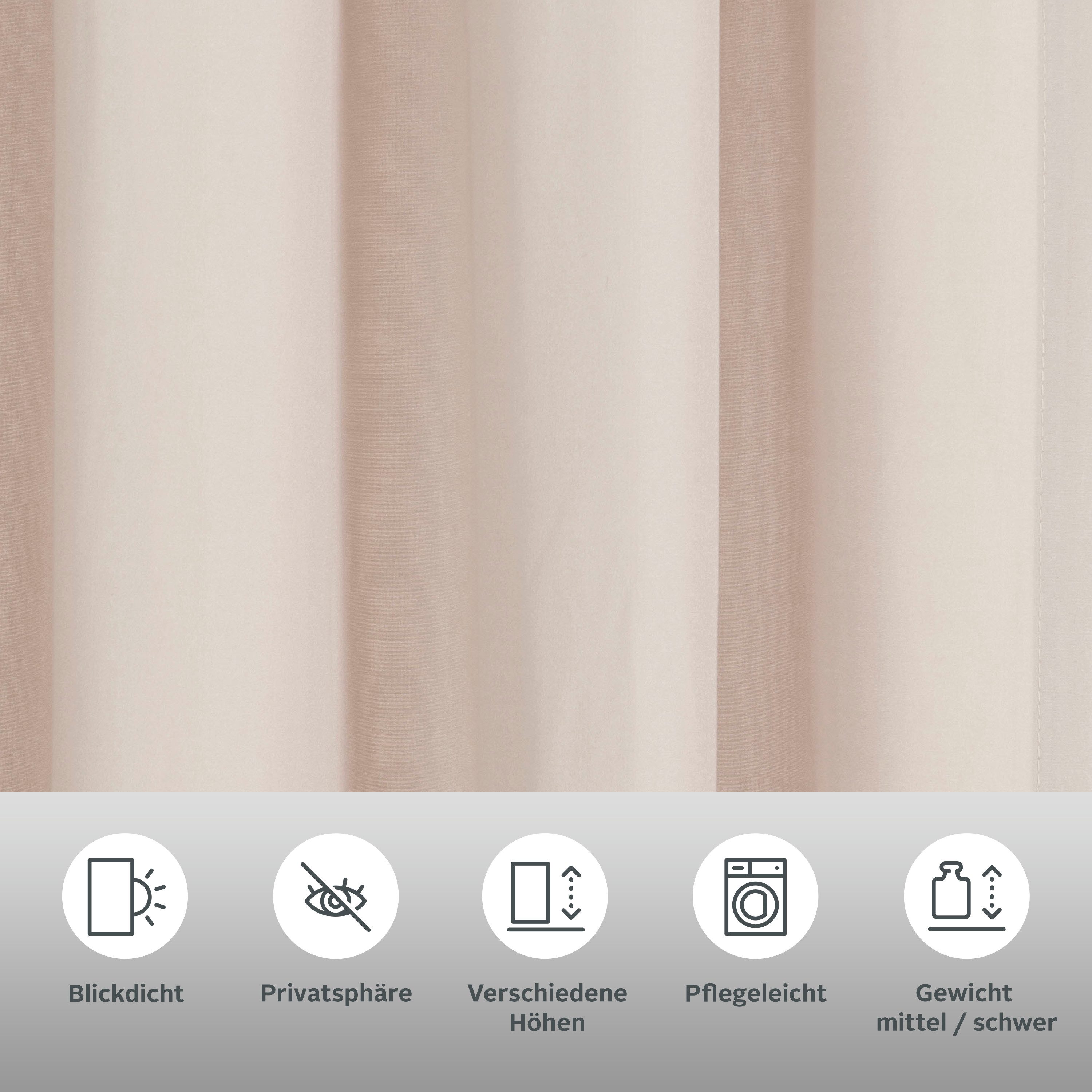 OTTO home Vorhang Raja (2 St), Schlaufen, blickdicht, Polyester, 2er-Set, Bestseller, einfarbig, modern, pflegeleichte Mikrofaser
