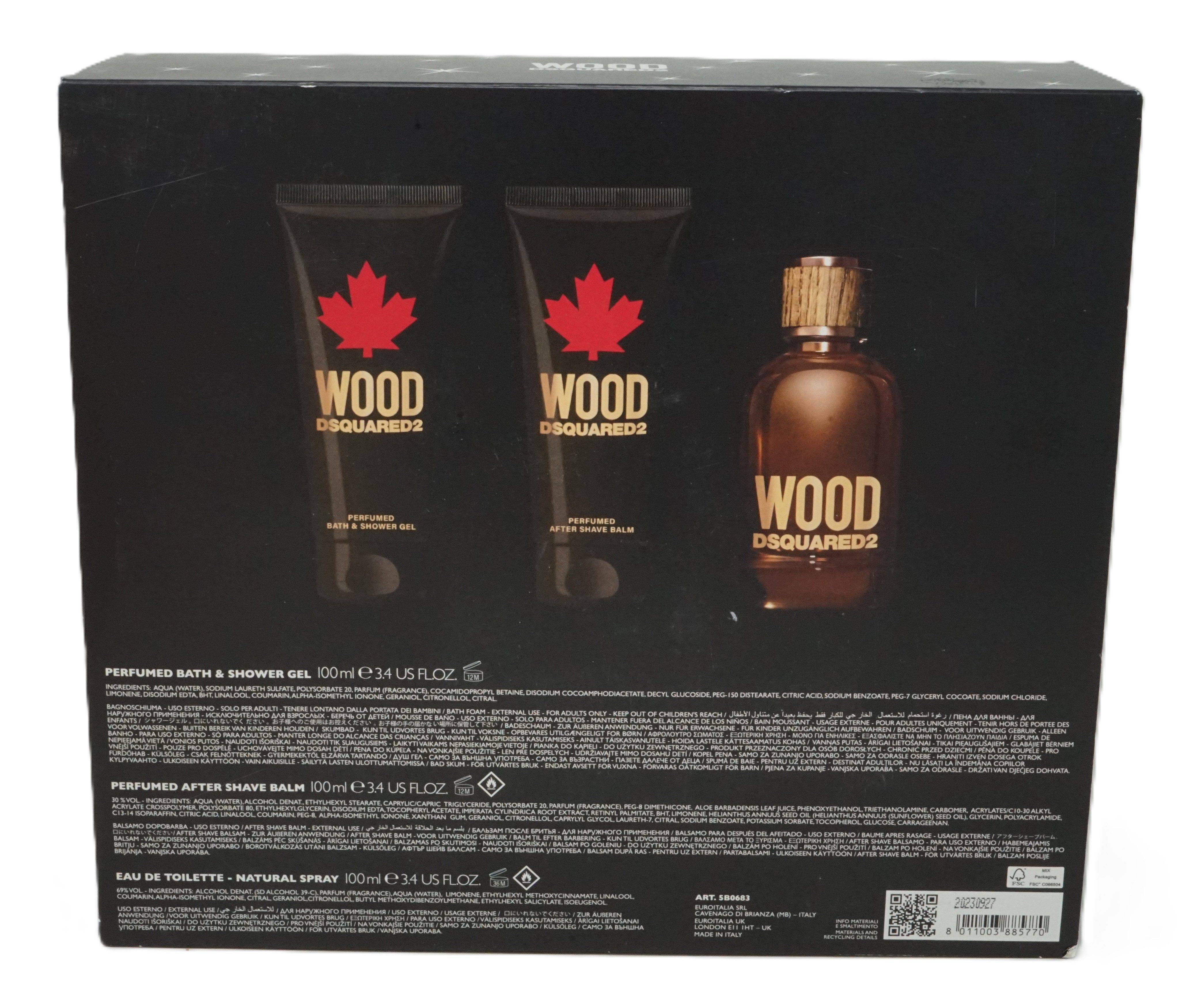 Eau de Toilette Dsquared2 Wood Edt 100ml + After Shave + Shower Gel