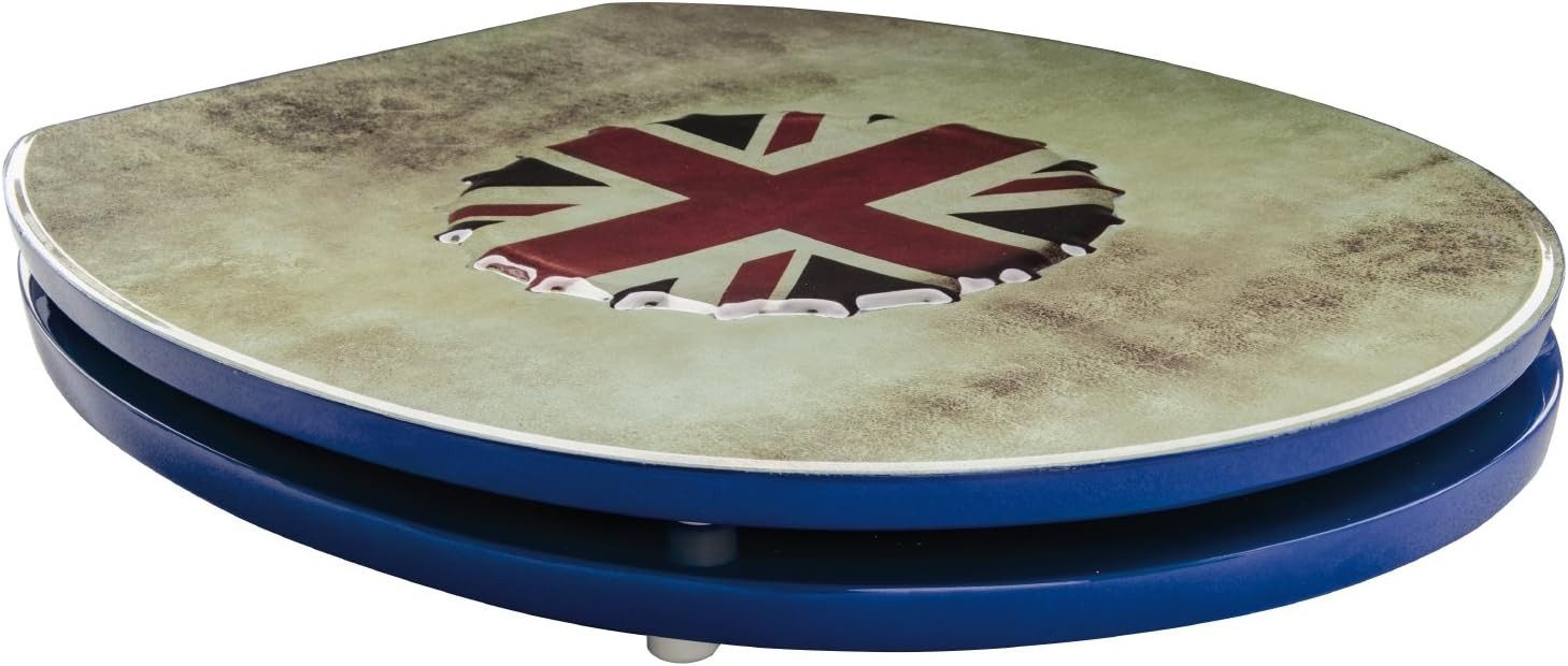 SANITOP WINGENROTH WC-Sitz Union Jack, mit Absenkautomatik MDF Holzkern, Toilettendeckel, WC-Brille