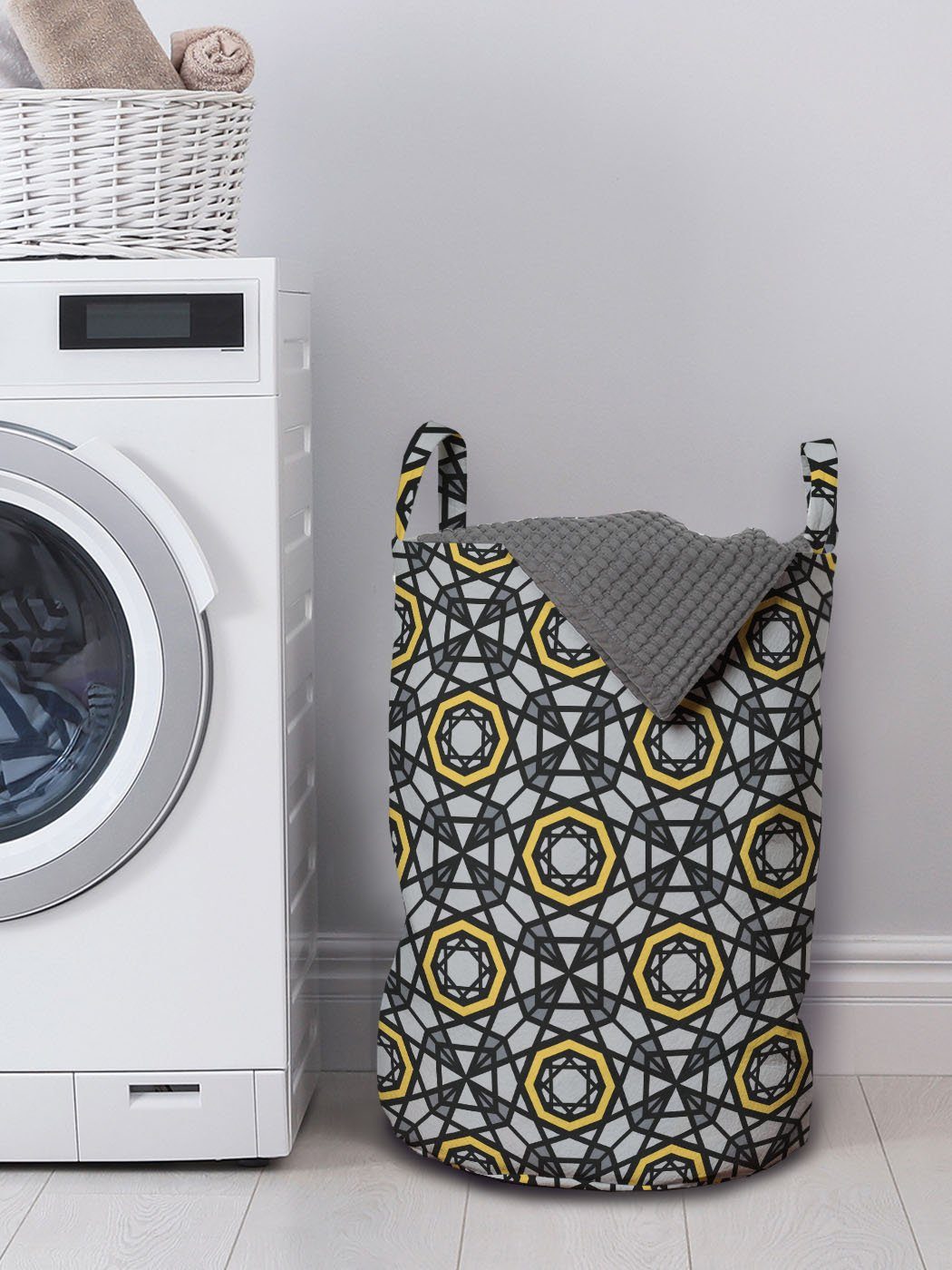 Bold Wäschekorb Wäschesäckchen Waschsalons, Griffen für mit Geometrische Abstrakt Kordelzugverschluss Abakuhaus Serien