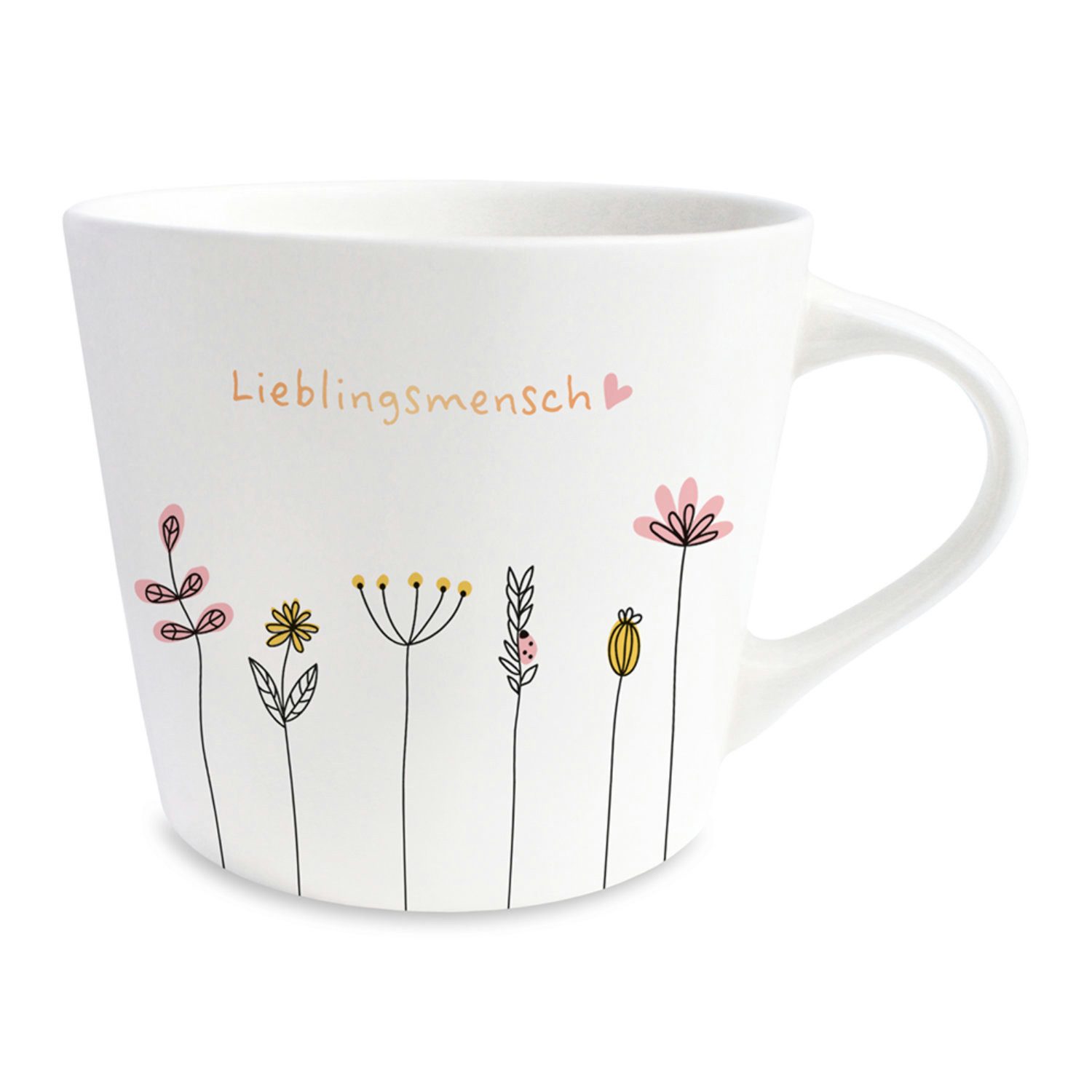Tasse Kaffeetasse, mit Goldveredelung, Porzelantasse Lieblingsmensch, 420 ml