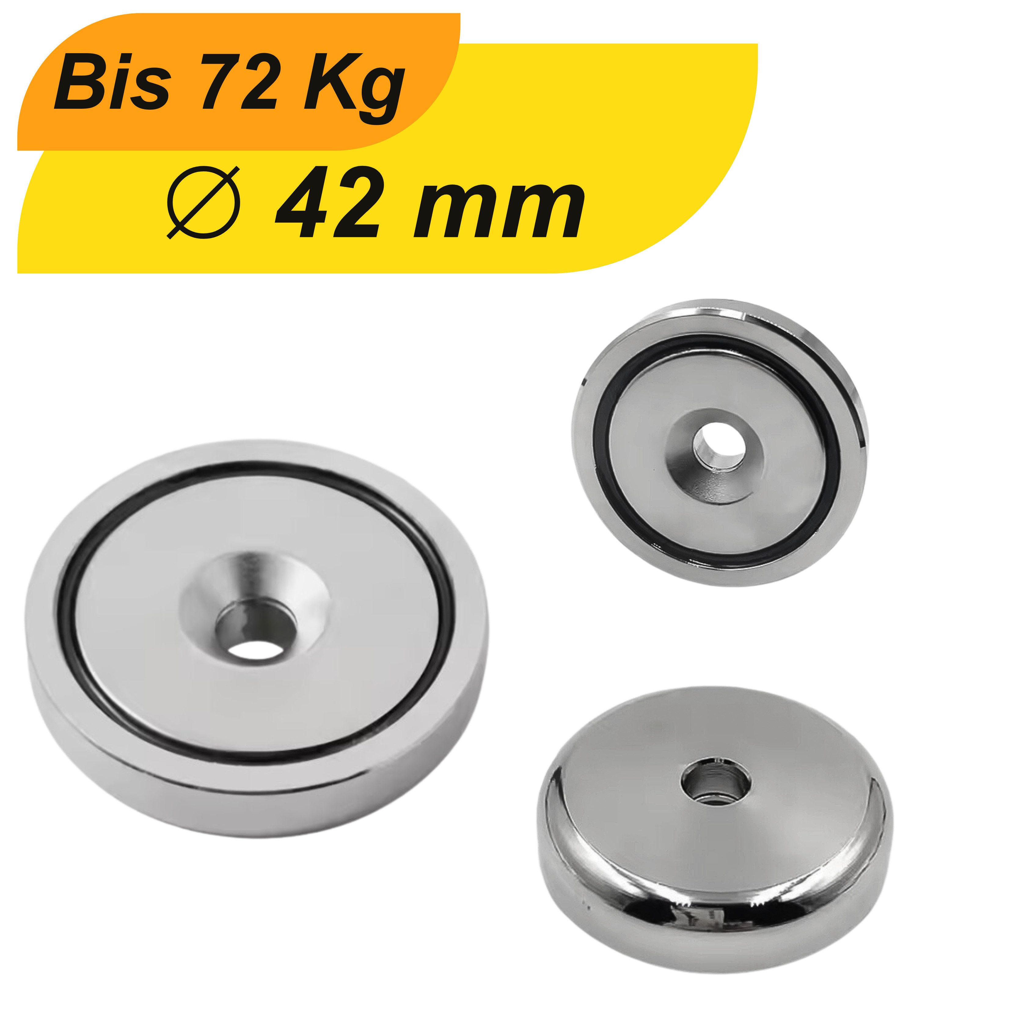 MaajeeKuto Magnet Neodym Magnete Loch Bohrung Senkung 42mm Magnet zum schrauben Scheibe (1-St)