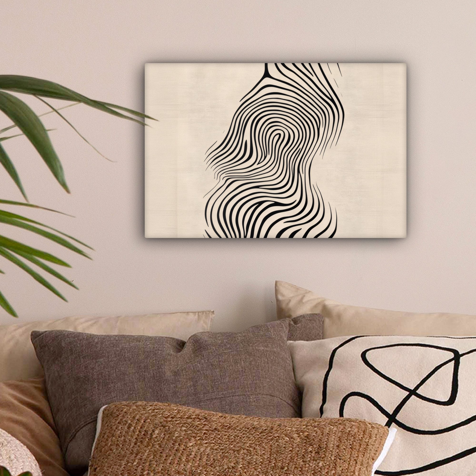 OneMillionCanvasses® Leinwandbild Linien - Abstrakt - Gewellt - Schwarz, Fo günstig online kaufen