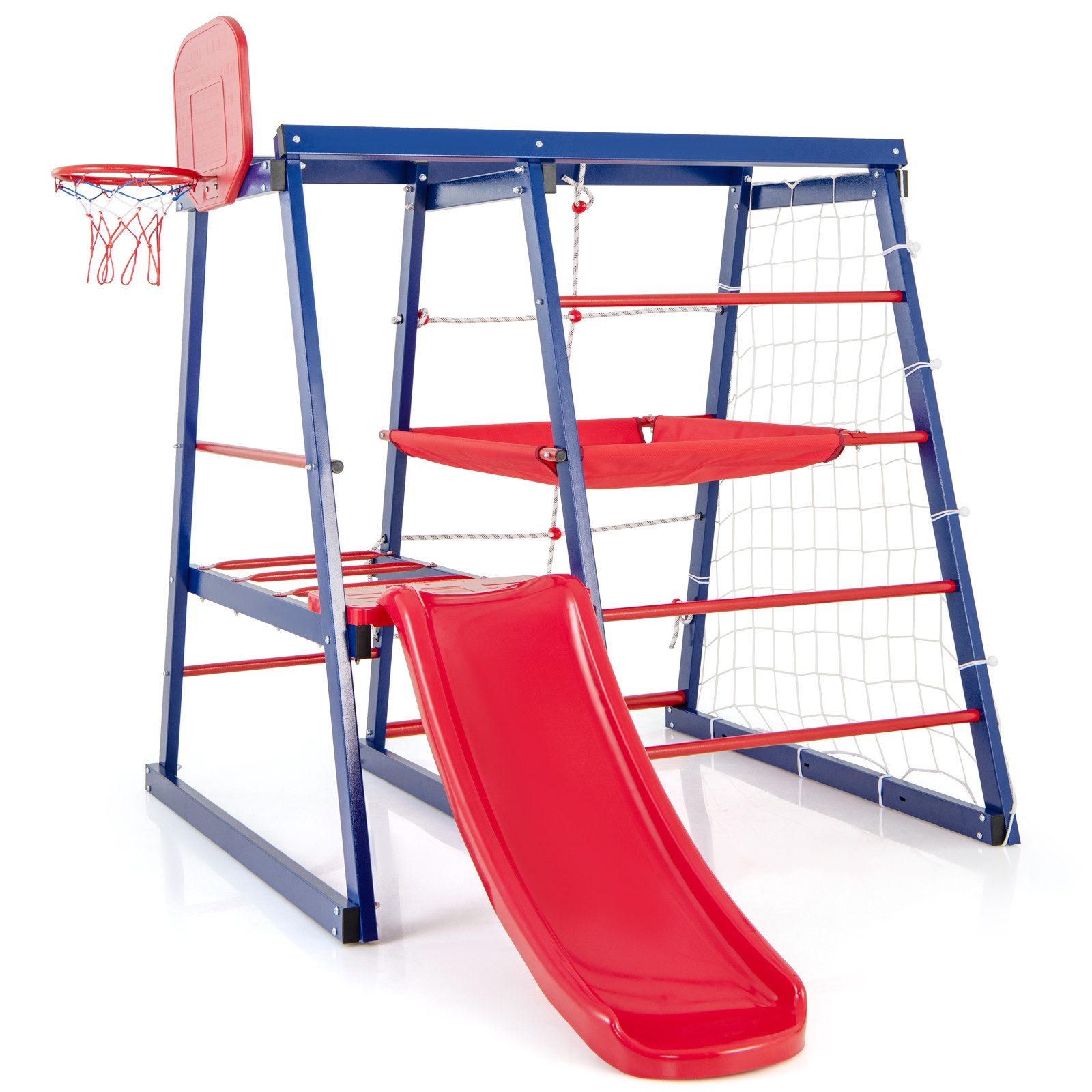 COSTWAY Spielturm, 7 in 1 Spielplatz mit Rutsche, Kletterleiter, 150x142x146cm