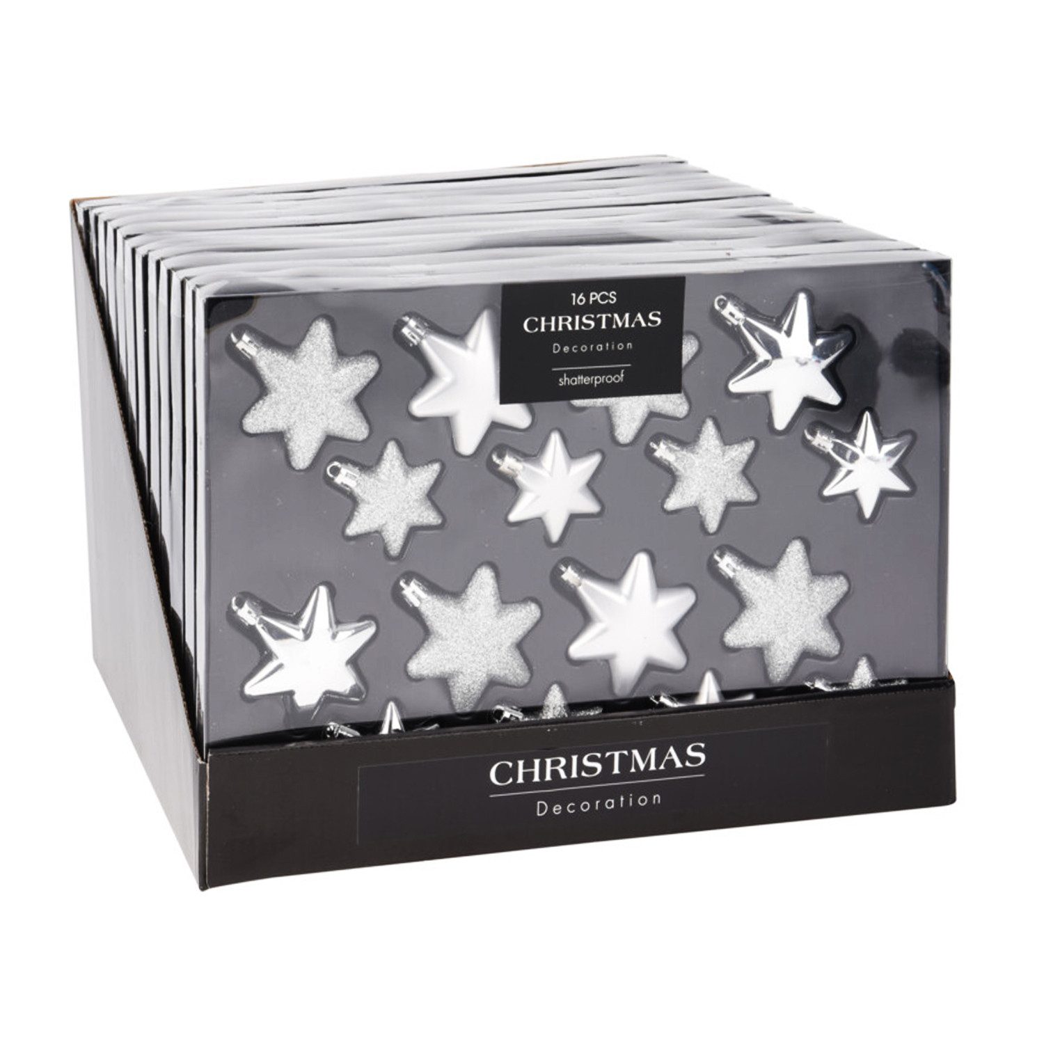 Mojawo Weihnachtsbaumklammer 16tlg Weihnachtskugel Christbaumkugeln Baumkugel Set Sterne Silber