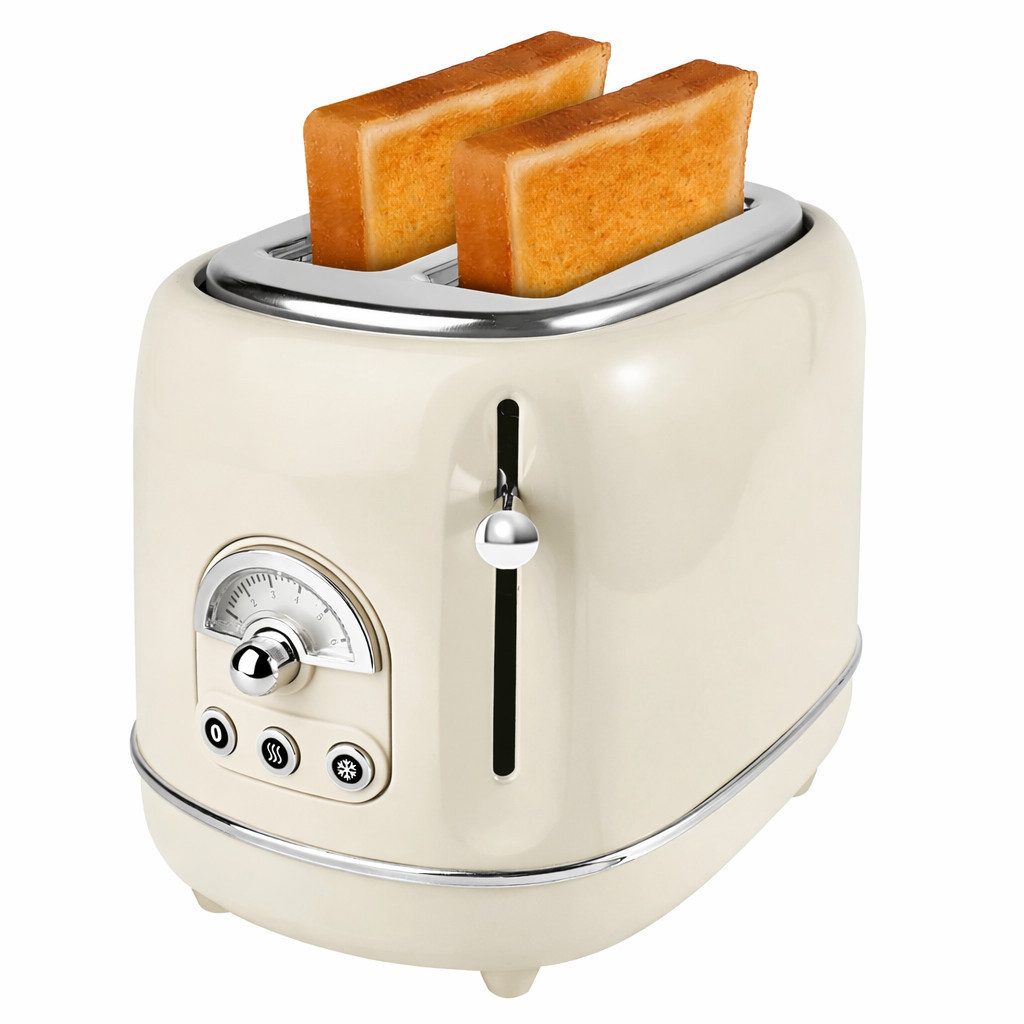 SWGOTA Toaster für 2 Scheiben, 2 kurze Schlitze, 6 Bräunungsstufen, Retrotoaster 2-Scheiben-Toaster mit Aufwärm- & Defrosterfunktion