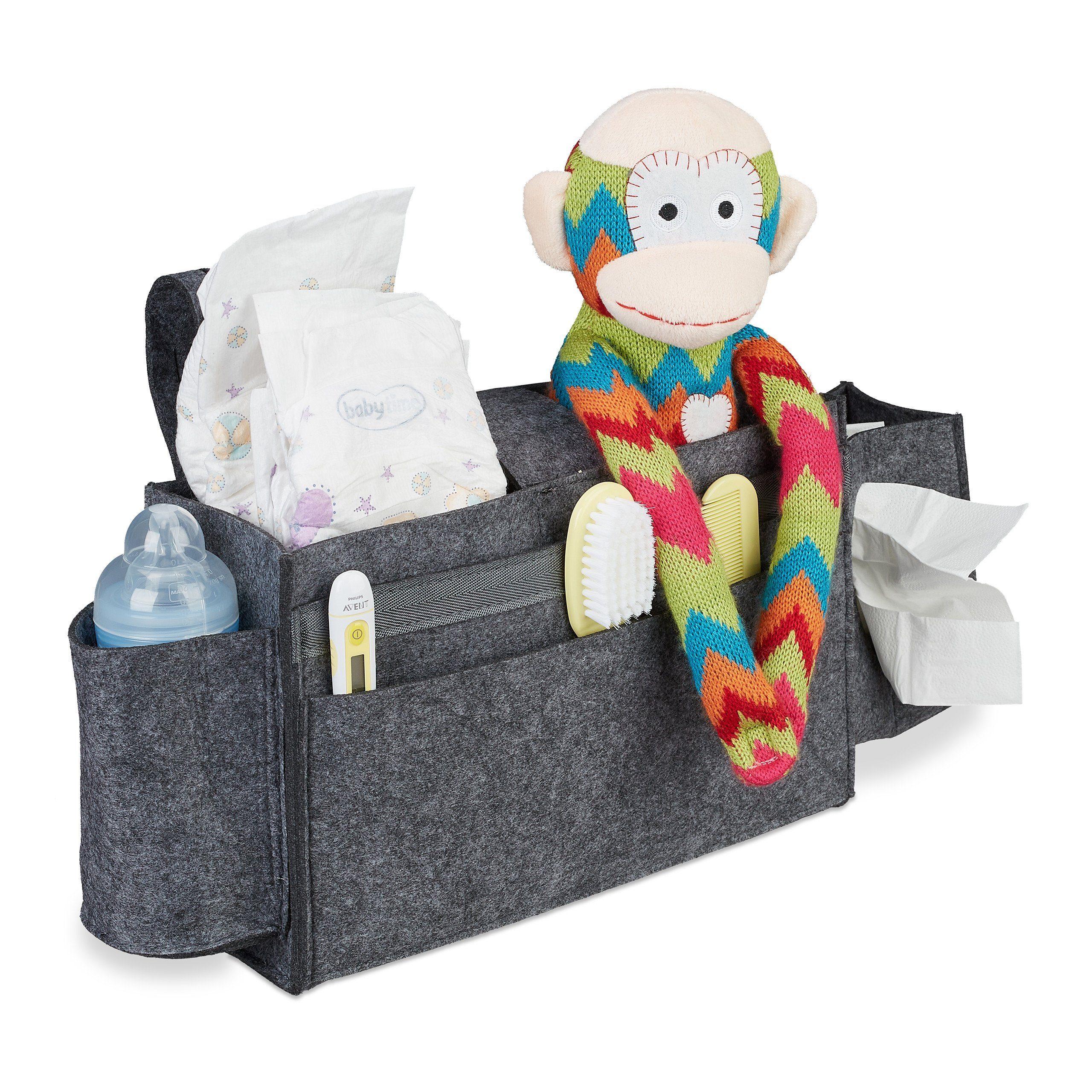 relaxdays Betttasche für Hochbett aus Filz (1-tlg), Dunkelgrau