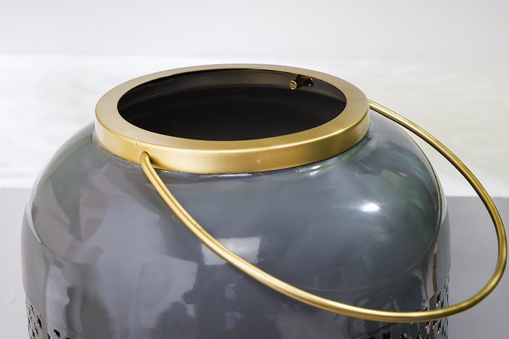 riess-ambiente Windlicht CANDLELIGHT 30cm grau / gold (Einzelartikel, 1 St), orientalischer Teelichthalter · Metall · Deko-Laterne · Design