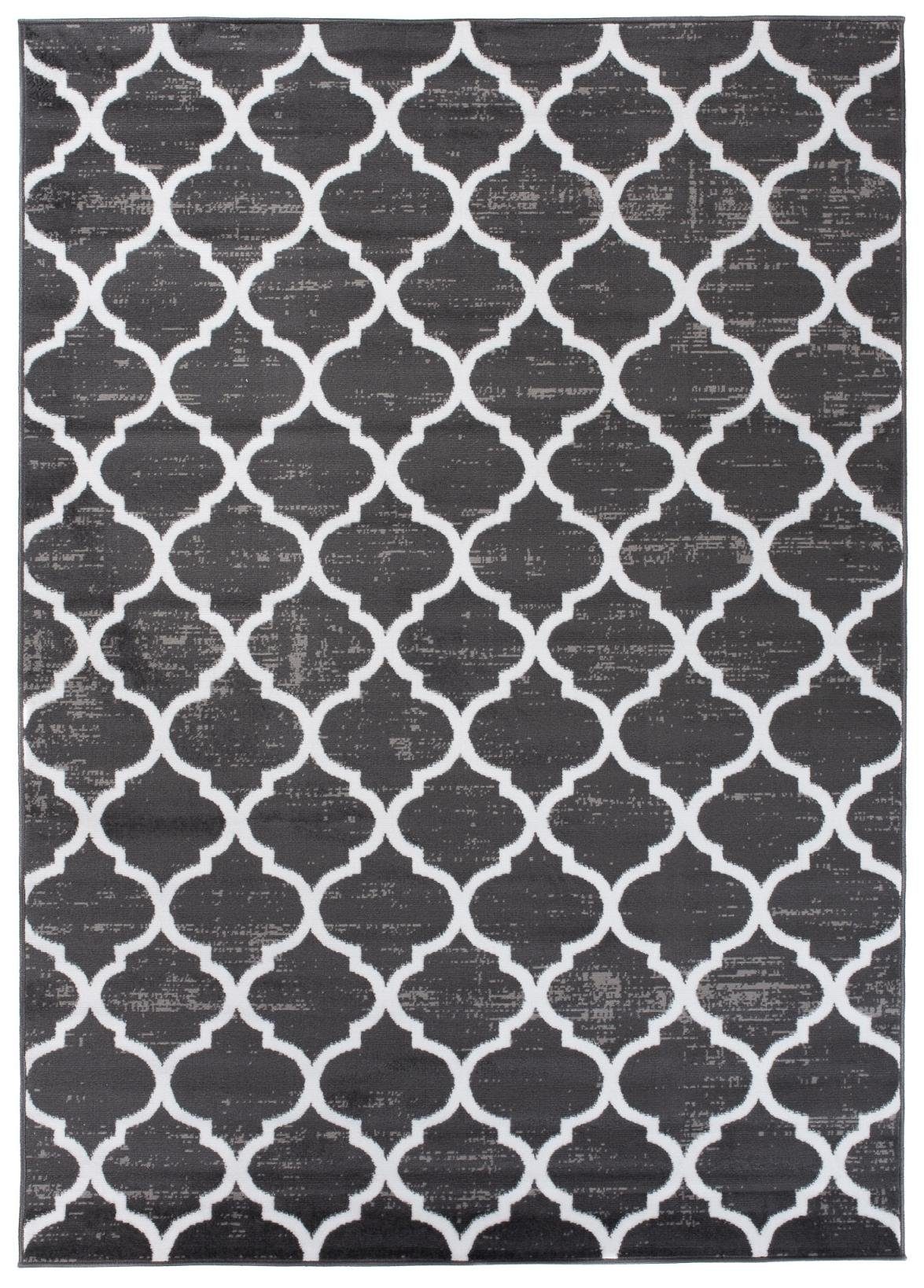 Designteppich Modern Teppich Geometrische Muster grau - Kurzflor, Mazovia, 160 x 230 cm, Geeignet für Fußbodenheizung, Höhe 7 mm, Kurzflor grau dunkel | Alle Teppiche