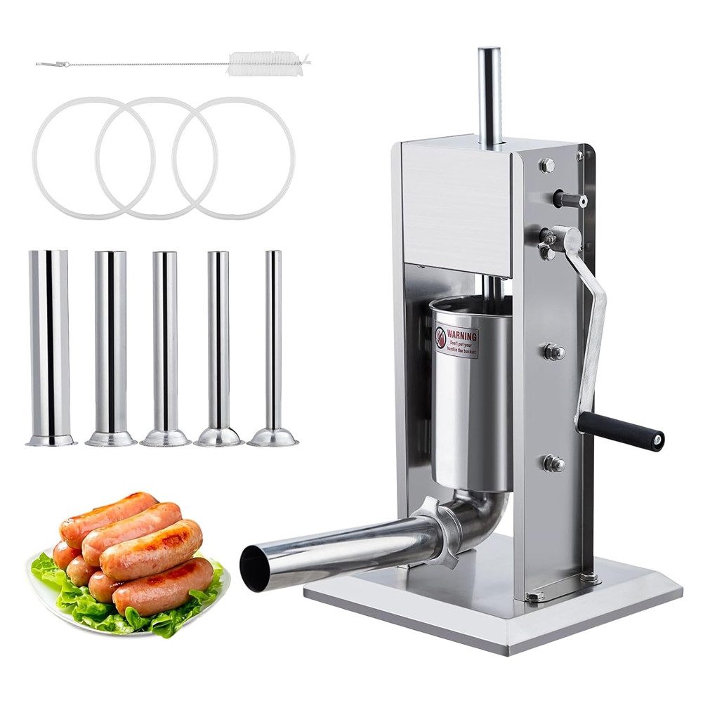 GarveeMore Küchenmaschinen Zubehör-Set Wurstfüllaufsatz Profi Wurstfüllmaschine,3/5/7Liter,EdelstahlWurstfüll, Manuell Wurstfüllmaschine mit Füllrohren Für Gewerblichen & Privaten