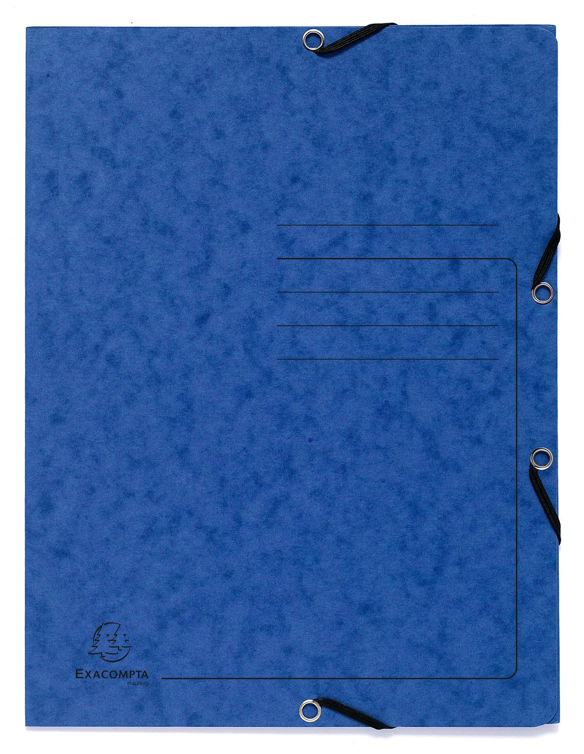 Organisationsmappe 25x Sammelmappe + Gummizug 3 Klappen Karton 355g/m2 A4 Blau 55402E