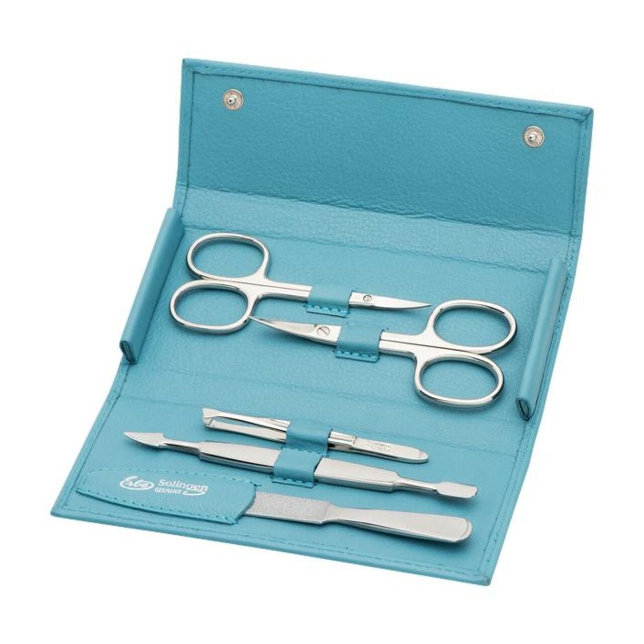 ERBE Maniküre-Pediküre-Set Druckknopf-Etui Siena, vernickelt, 1-tlg., für Alle Hauttypen