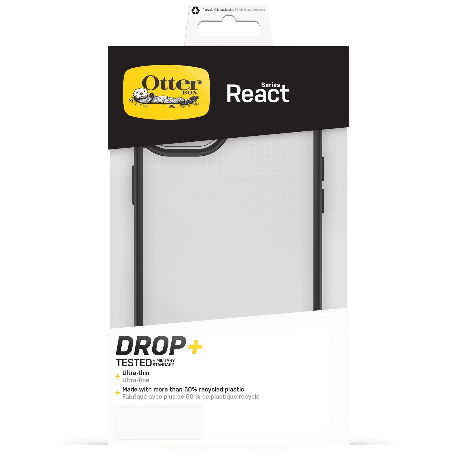 Otterbox Backcover React Hülle für iPhone 15 Plus, stoßfest, sturzsicher 17 cm (6,7 Zoll), ultraschlank, schützende Hülle, Getestet nach Militärstandard