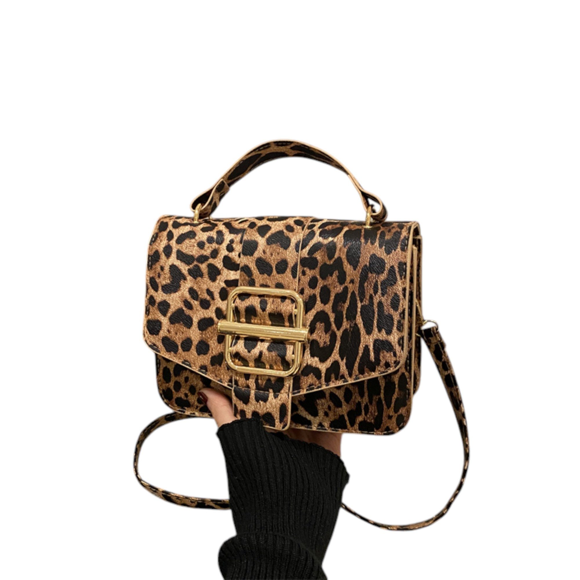 Eyecatcher Handtasche Glamour Leoparden-Handtasche mit goldener günstig online kaufen