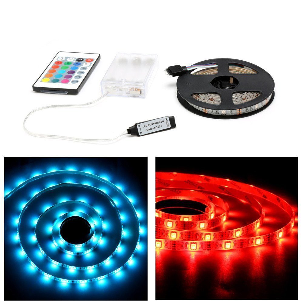 iscooter LED-Streifen LED Strip 5050 RGB, 60 Tausend Farben, IR Fernbedienung 2M LED Stripe