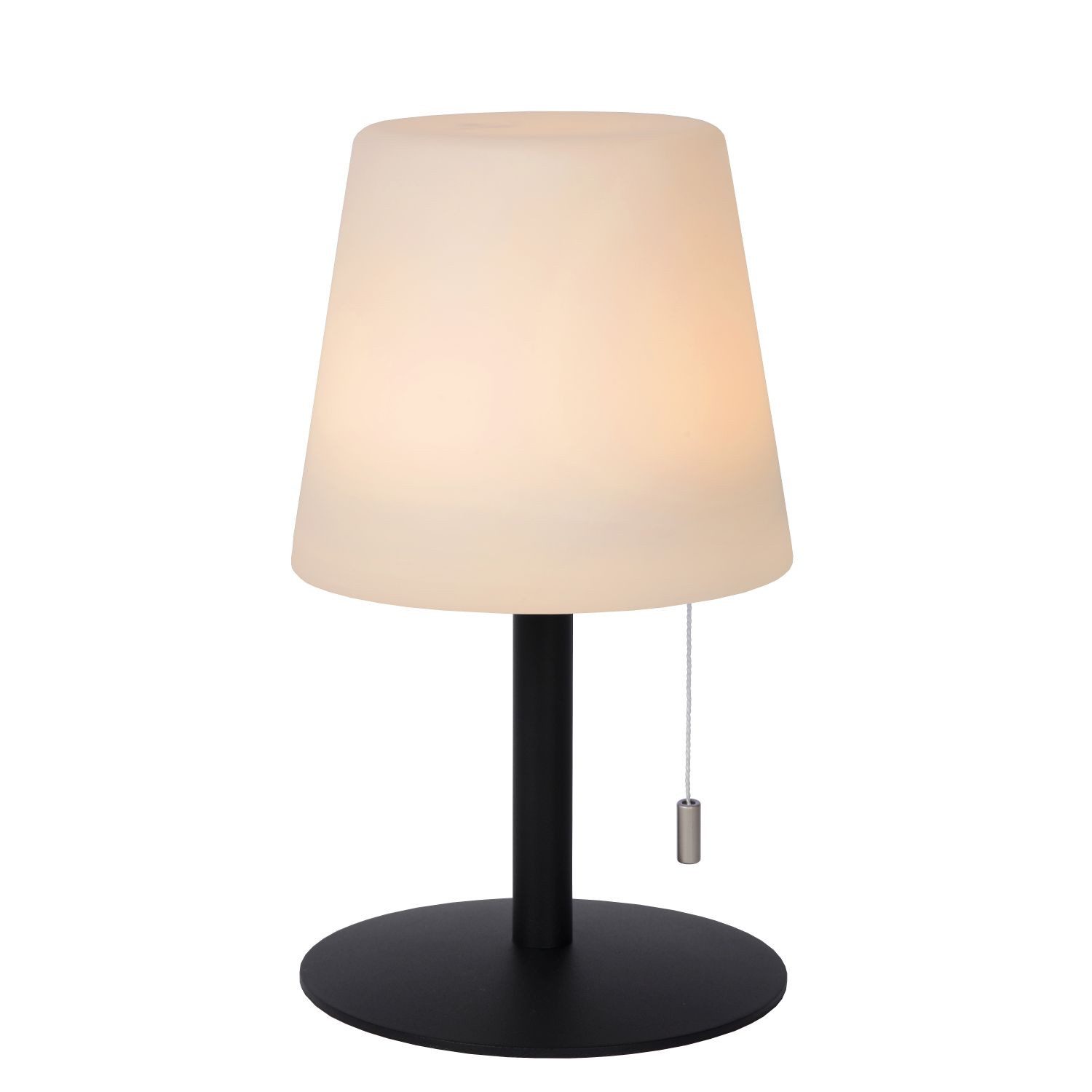 Licht-Erlebnisse Gartenleuchte ARONE, LED fest integriert, Warmweiß, LED Akku IP44 D: 15.5 cm rund 26 cm Schwarz Weiß warmweiß 3000 K