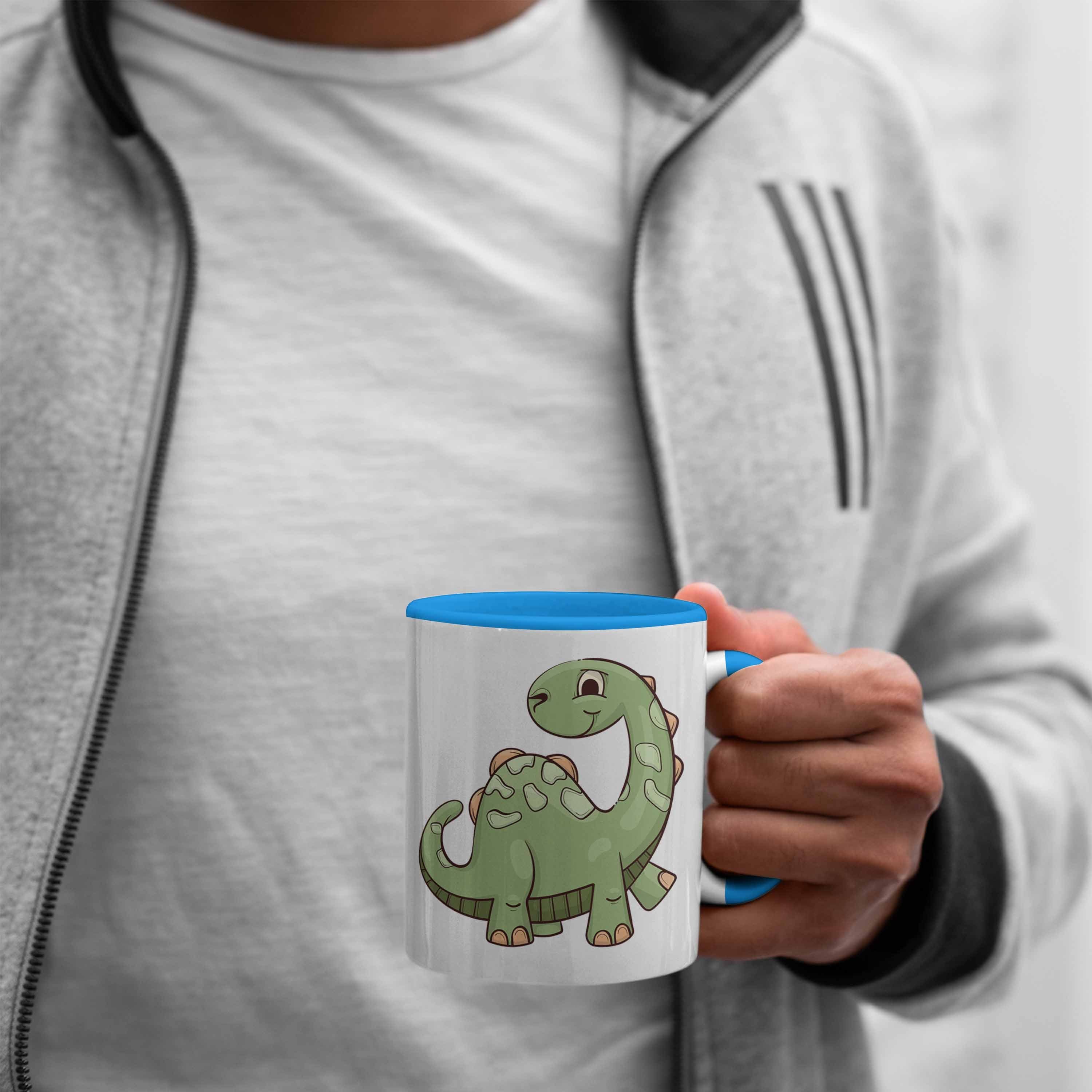 Tasse Jungen Dinosaurier Coole für Jungs Blau Dinofans Geschenkidee Trendation Trendation - Geschenke Tasse Lustig