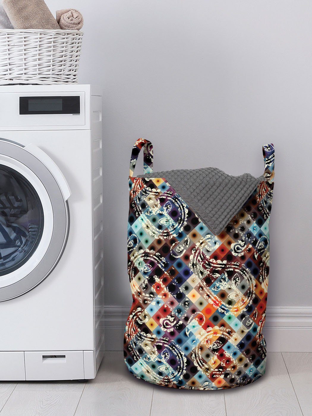 Modern Spots Kordelzugverschluss Abakuhaus Wäschesäckchen Waschsalons, mit Griffen für Wäschekorb Paisley