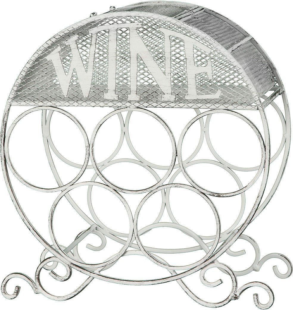 Ambiente Haus Flaschenhalter Wein-Flaschenständer - rund in Antikweiß, (1-St)