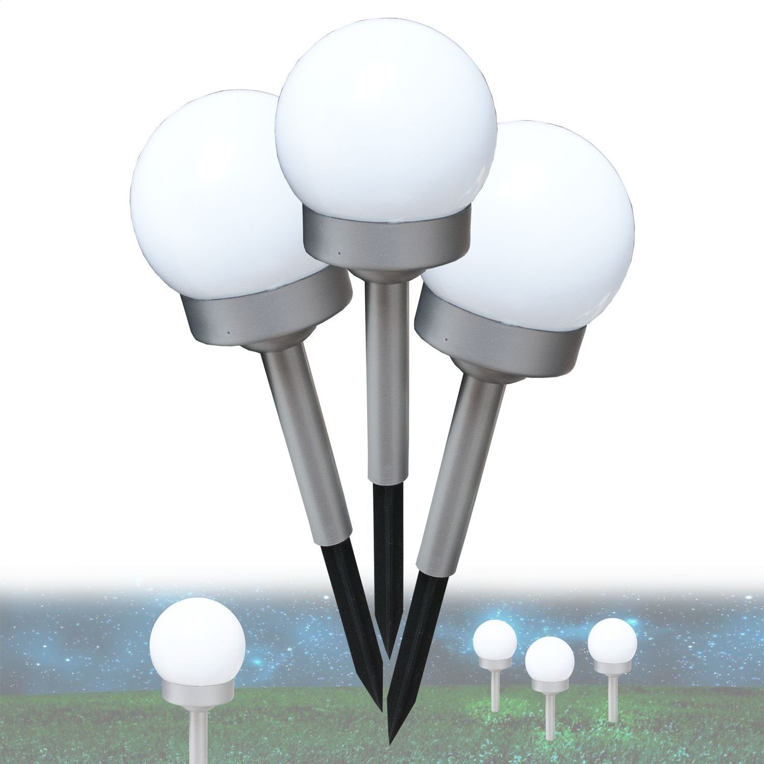 bmf-versand LED Solarleuchte Solarleuchte Garten Kugel Wegeleuchte Solarlampe Außen Außenleuchte, Gartenbeleuchtung, Solarkugeln, LED fest integriert, Neutralweiß, Wegeleuchten Solar
