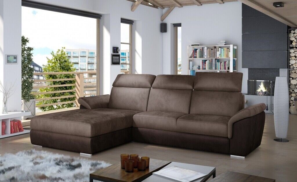 JVmoebel Ecksofa Graues L-Form Sofa Mit Bettfunktion Luxus Designer Ecksofa Eckcouch, Made in Europe Braun