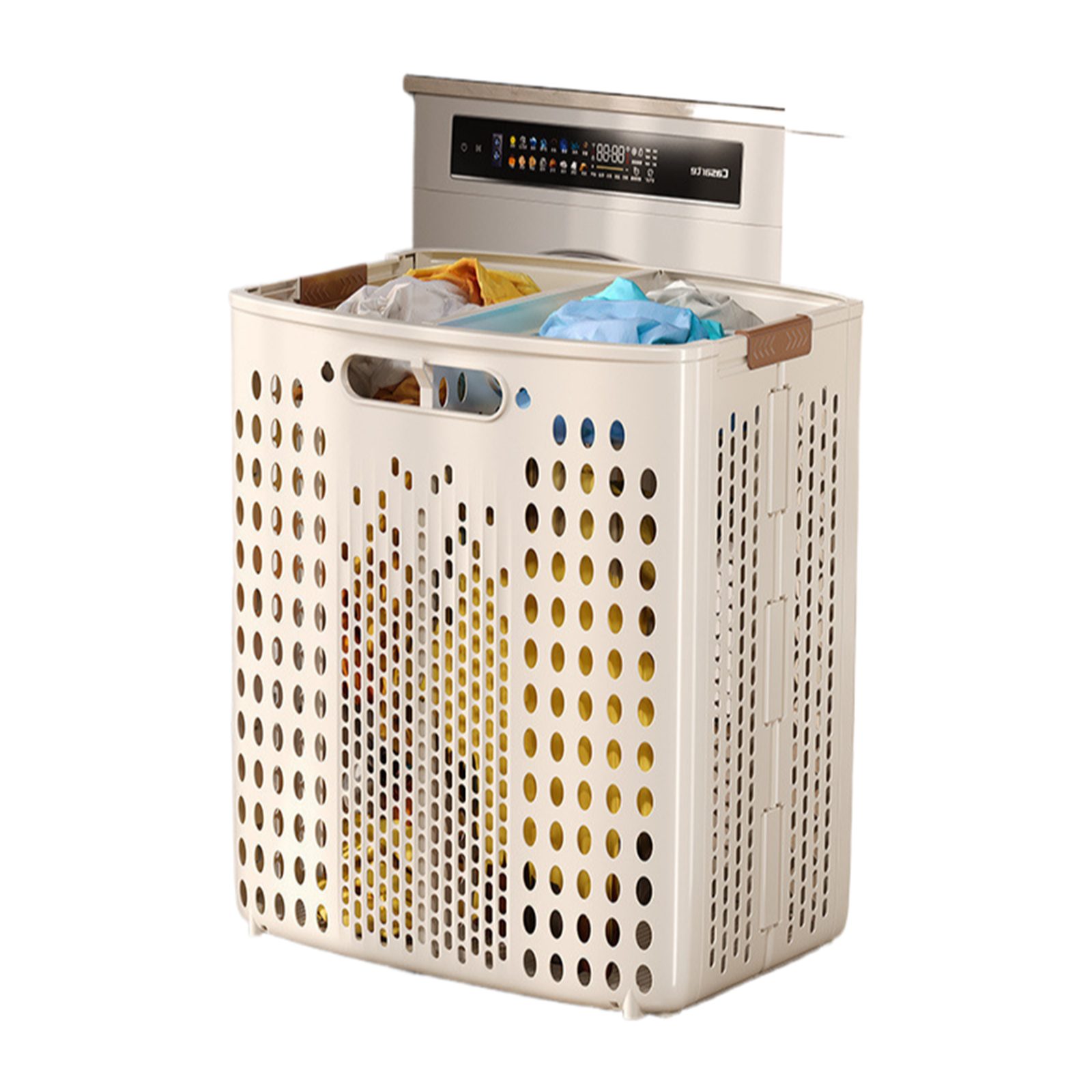 Jumpeak Сортировщики белья wäschekorb 2 fächer,faltbarer wäschekorb,aufbewahrungskorb, Unterteilte Aufbewahrung,Zusammenklappbar,Mit Lenkrollen