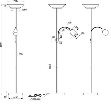 etc-shop LED Stehlampe, Leuchtmittel inklusive, Warmweiß, Farbwechsel, Steh Leuchte Ess Zimmer Decken Fluter Stand Lampe FERNBEDIENUNG im Set