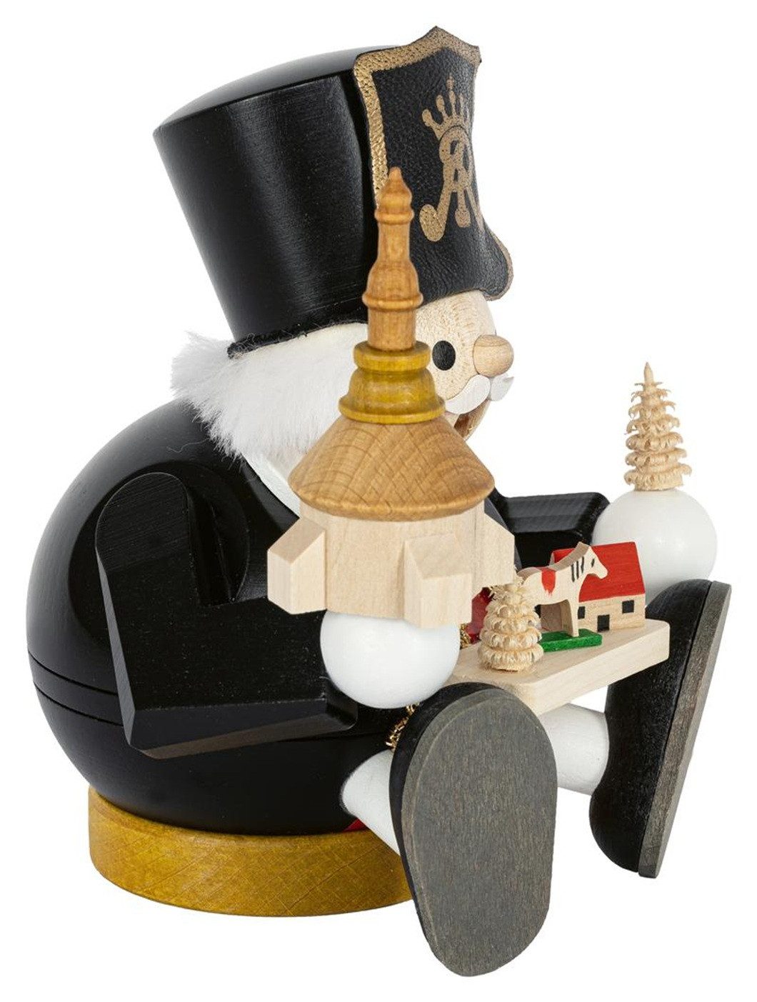 Erzgebirgische Volkskunst Richard Glässer GmbH Räuchermännchen Bergmann mit Seiffener Kirche - Höhe: 14 cm - 26638, (1 St), Handarbeit aus dem Erzgebirge