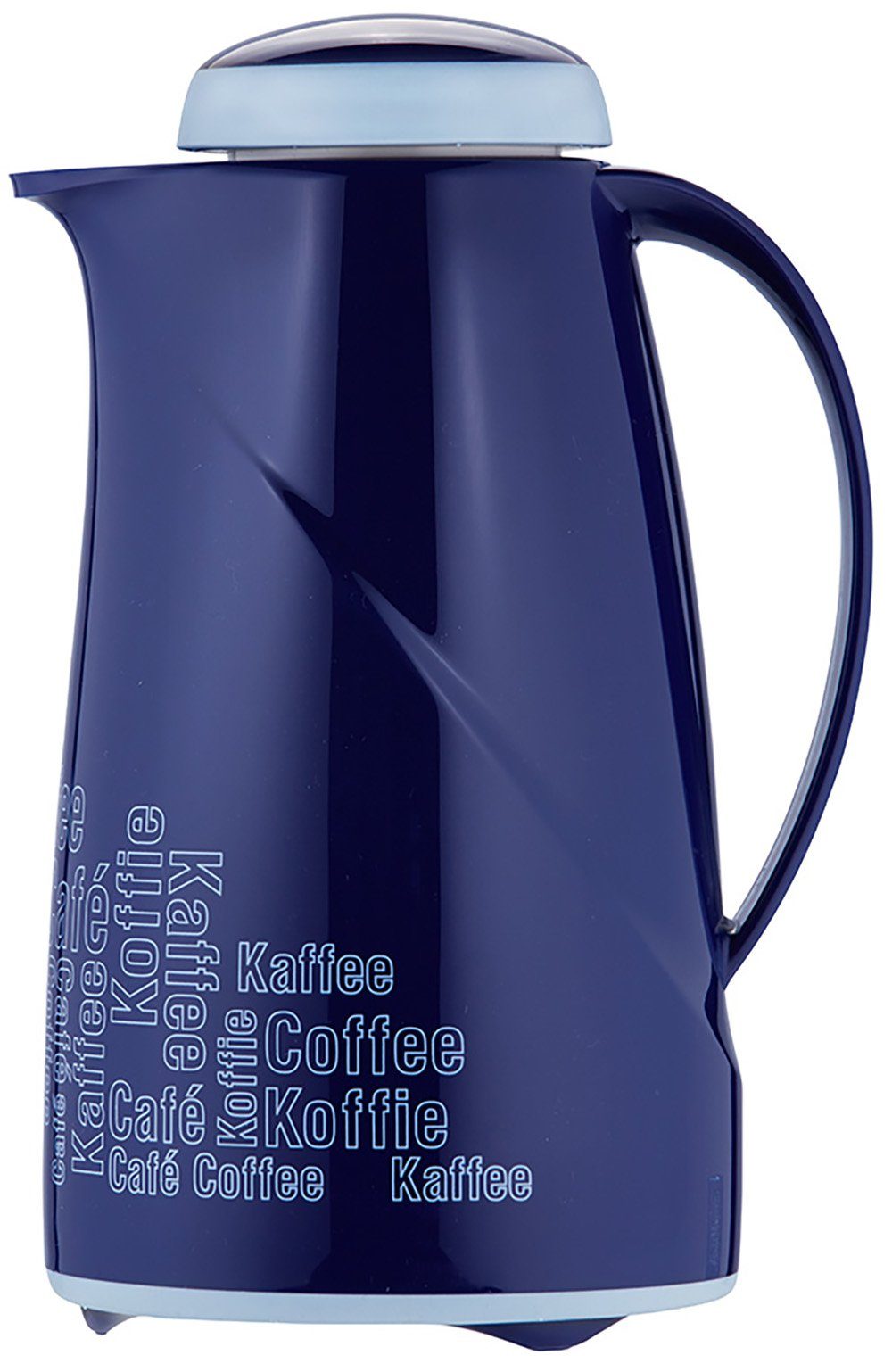 Helios Isolierkanne mit 1 dunkelblau Break, l, Coffee Wave Dekor-Druck