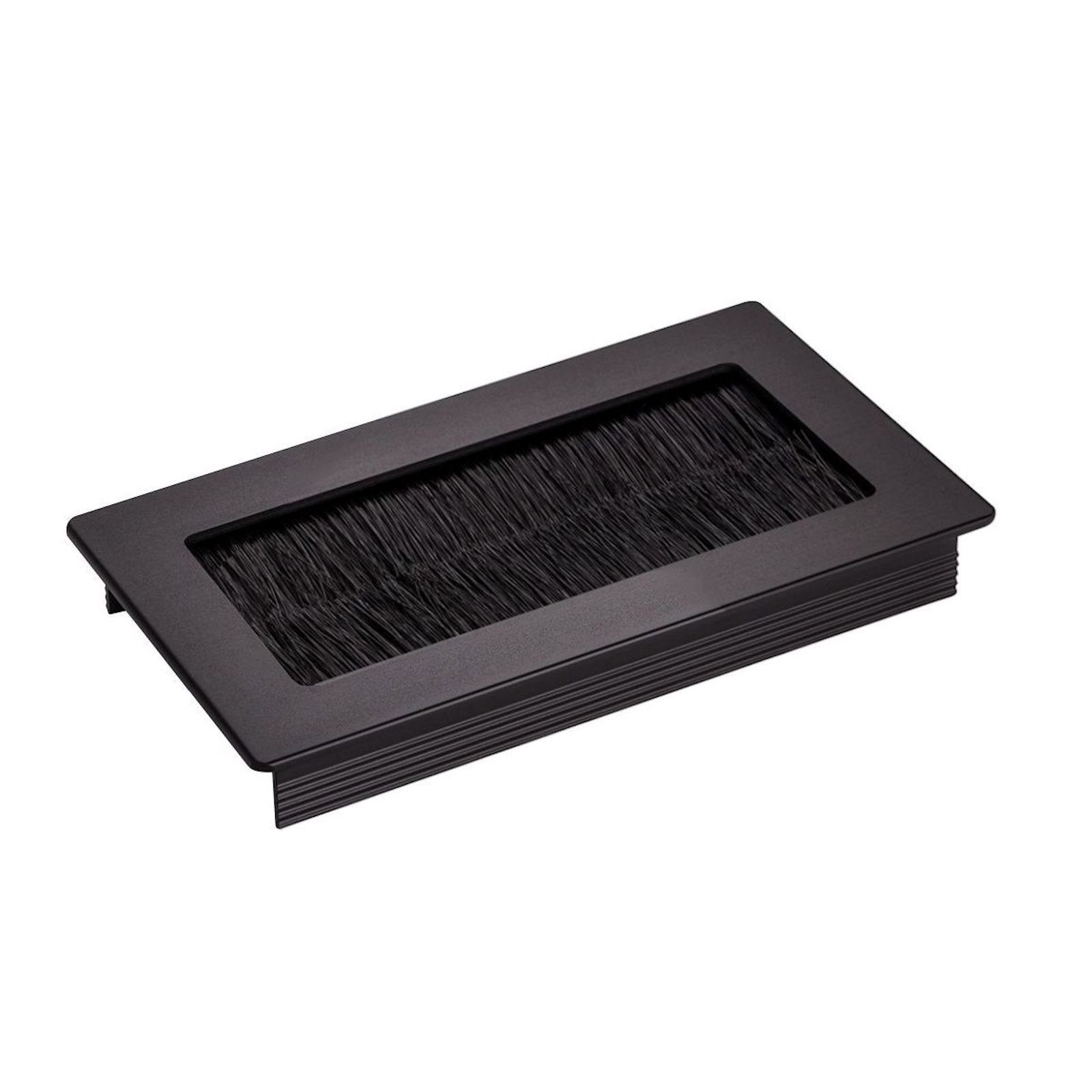 SO-TECH® Kabelkanal Kabeldurchlass Kabeldurchführung TONDO mit Bürstendichtung (1-St), Schwarz eloxiert, Außenmaß: 100x70mm, Einbaumaß: 90x62mm