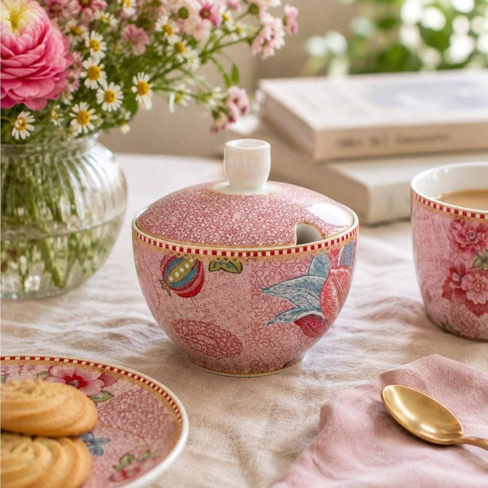 PiP Studio Zuckerdose Sugar Bowl Spring to Life Pink von Pip Studio, Porzellan