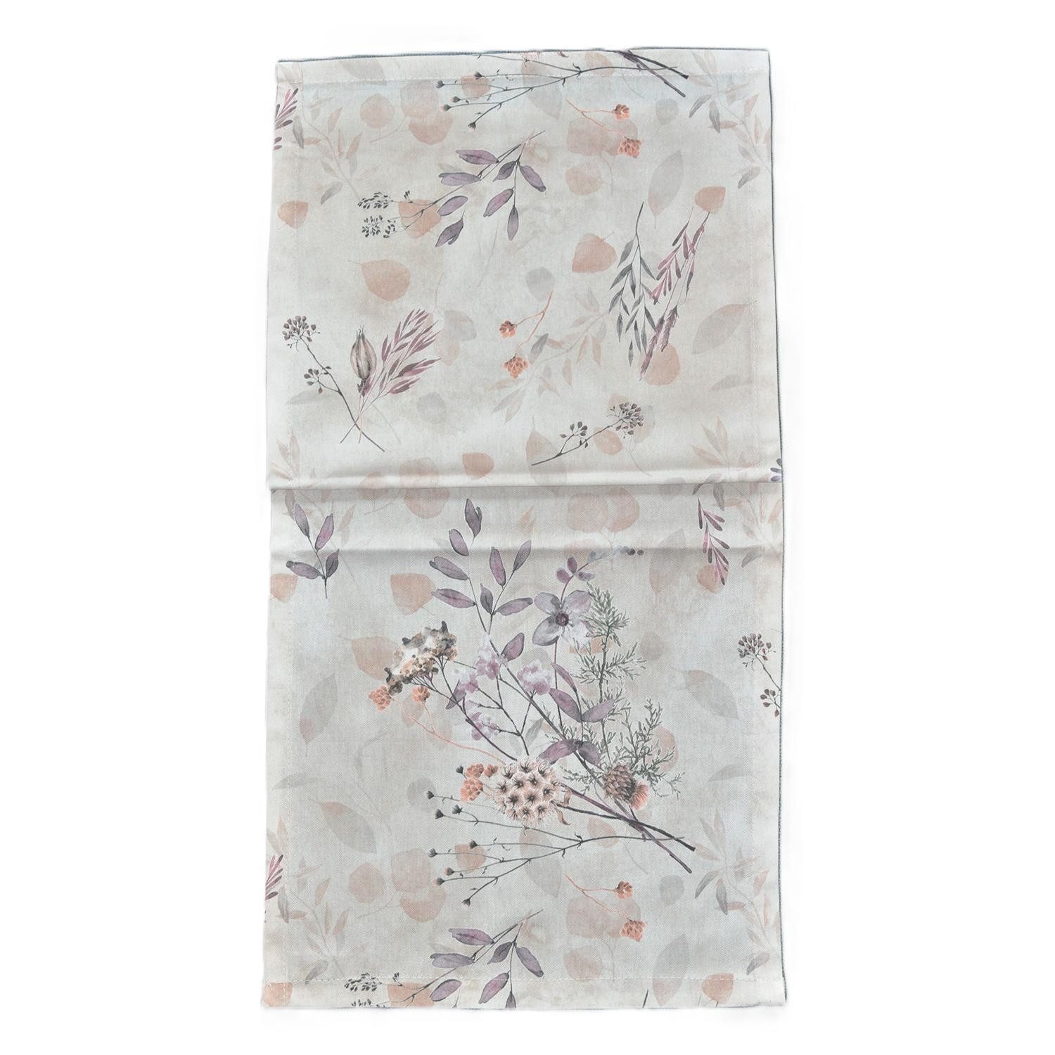 Yve! Decoration Tischläufer FLAMING, Weiß, Rosa, Lila, B 40 cm, L 140 cm, (1-tlg), Leinen