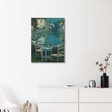 Posterlounge Holzbild Henri Le Sidaner, Kleiner Tisch in der Abenddämmerung, Wohnzimmer Malerei