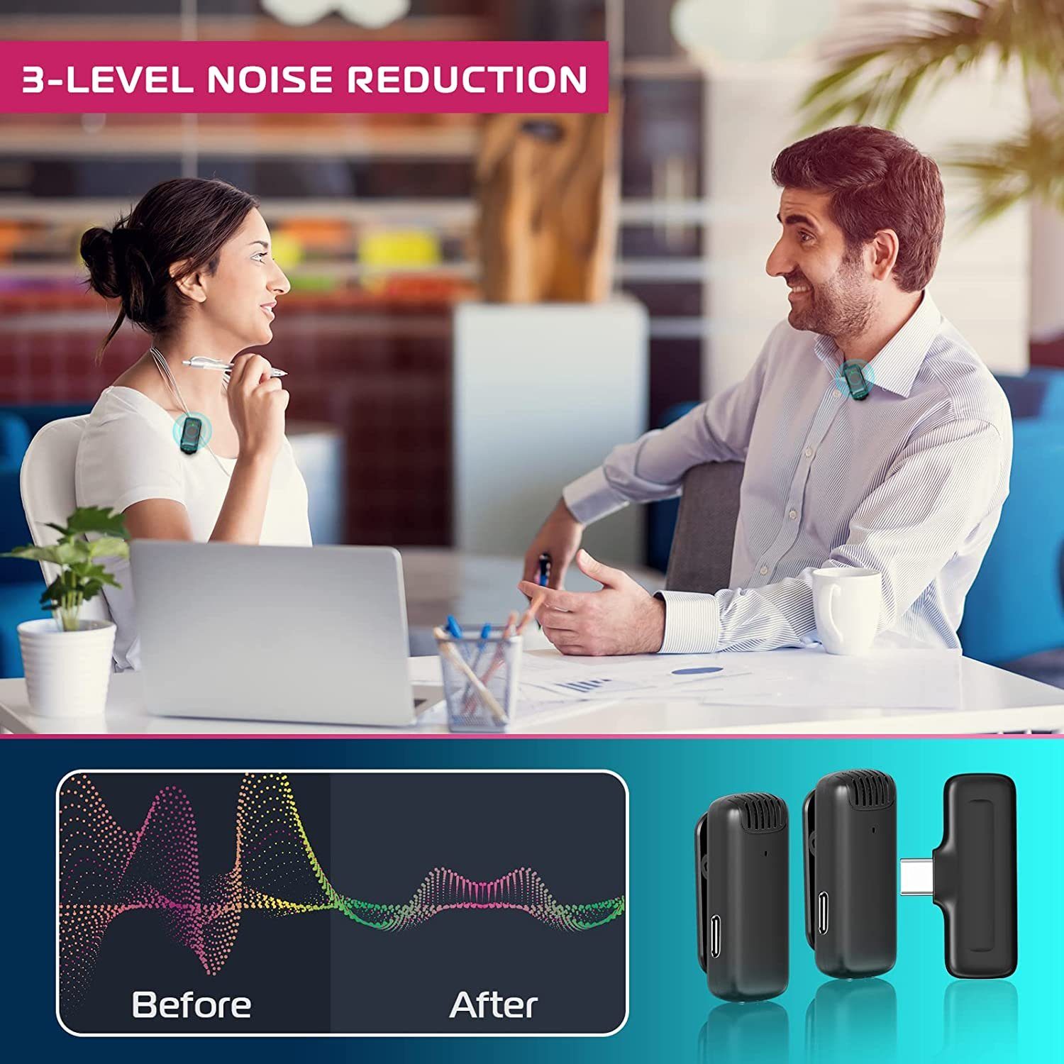 autolock Mikrofon Mini Mikrofon Kabellos mit Ladebox Ladecas,Wireless Ansteckmikrofon, 7H,Plug & Play,Rauschunterdrückung,Kein Bluetooth oder APP für Videos