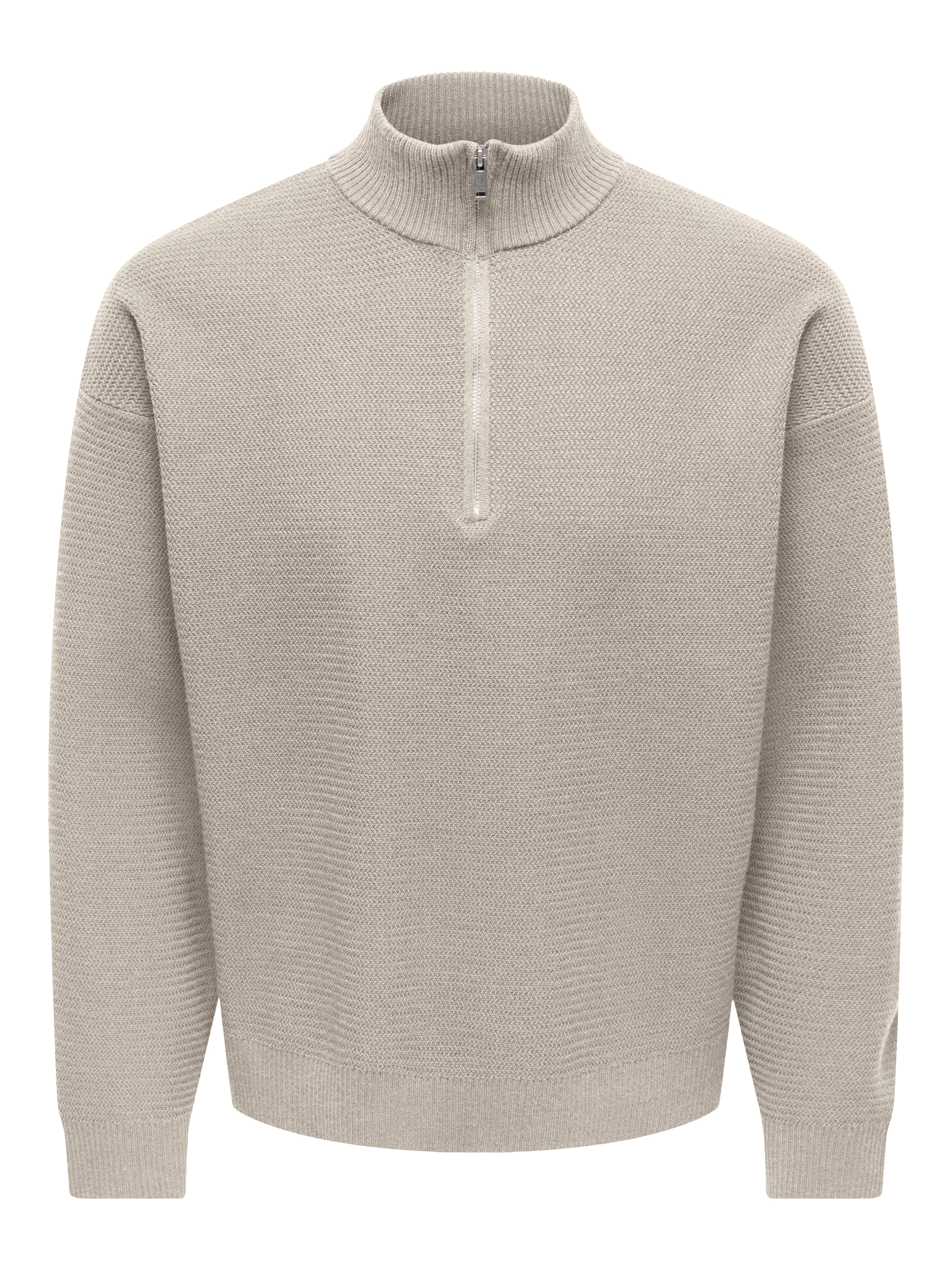 ONLY & SONS Troyer ONSCARTER REG JAQUARD 1/2 ZIP OTL Viskosemischung, regular fit – Bild 4 von 5