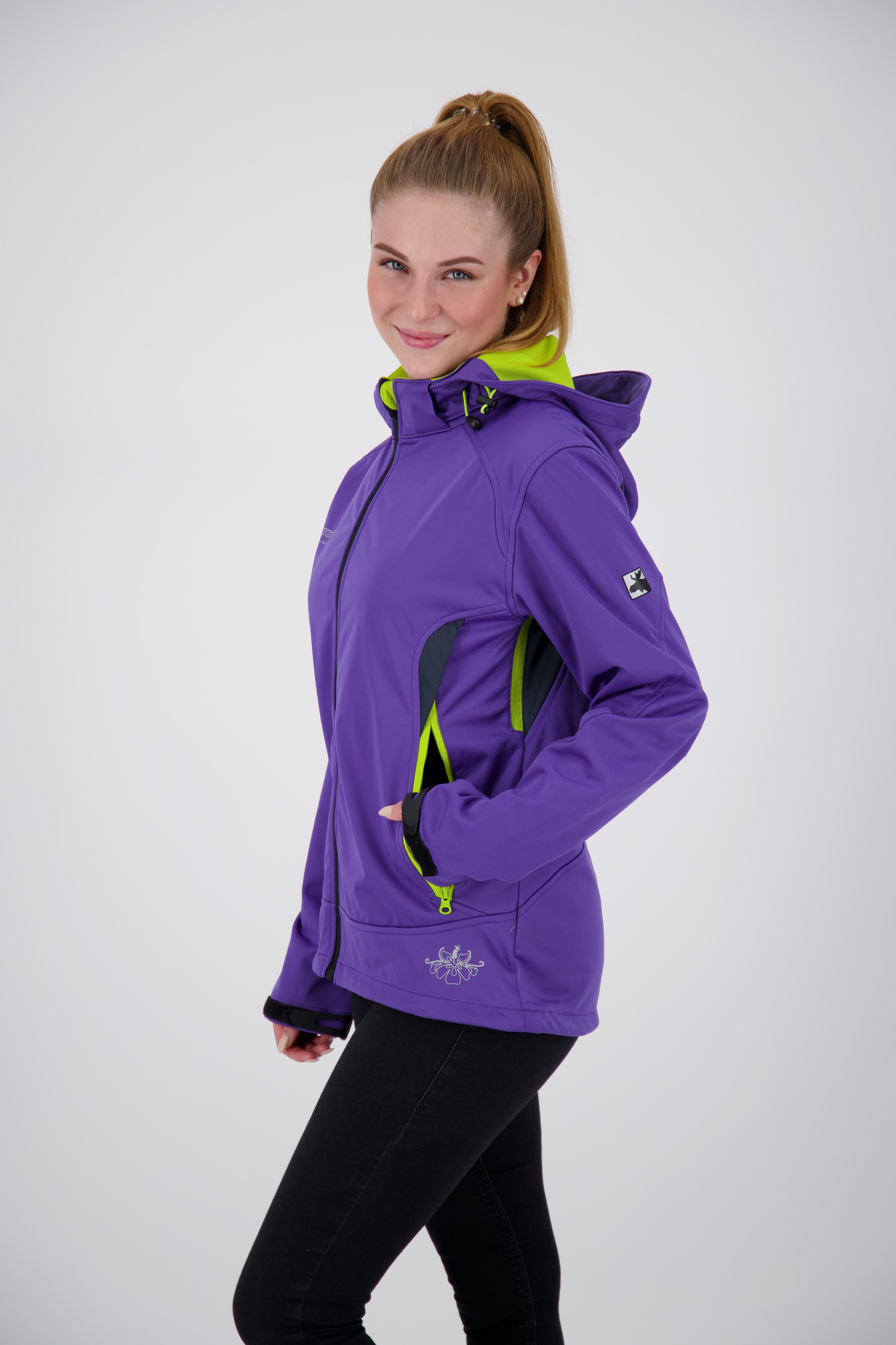 Kapuze Active Größen WOMEN berry Ventialtionsreißverschlüsse, Auch Downton DEPROC CS in abnehmbarer NEW Großen Peak Softshelljacke mit erhältlich,