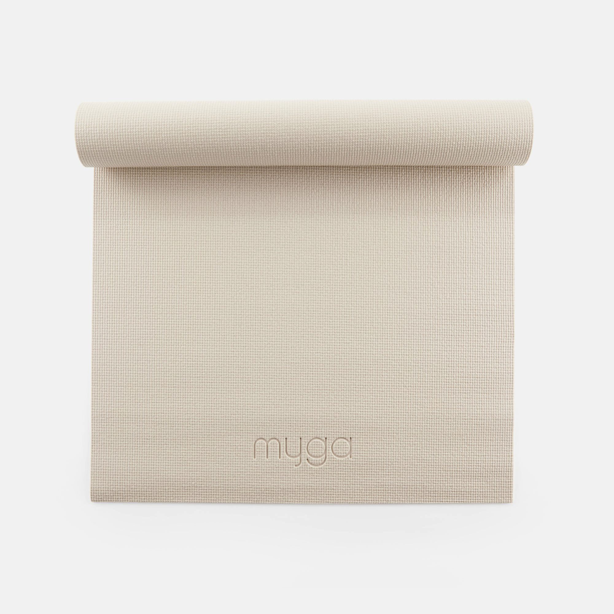 Myga Yogamatte Yogamatte - Sand - Rutschfeste Übungsmatte für Yoga & Fitness, mit 4 mm Dicke