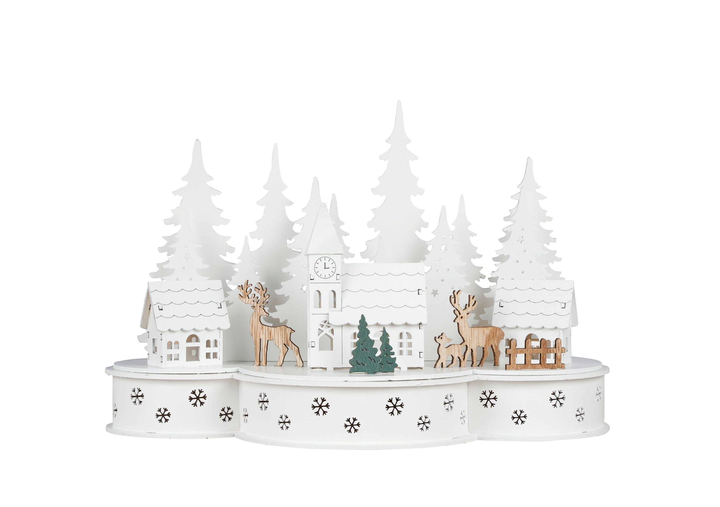 Spetebo Weihnachtsstadt LED Weihnachtsstadt aus Holz - 30 x 20 cm, beleuchtet