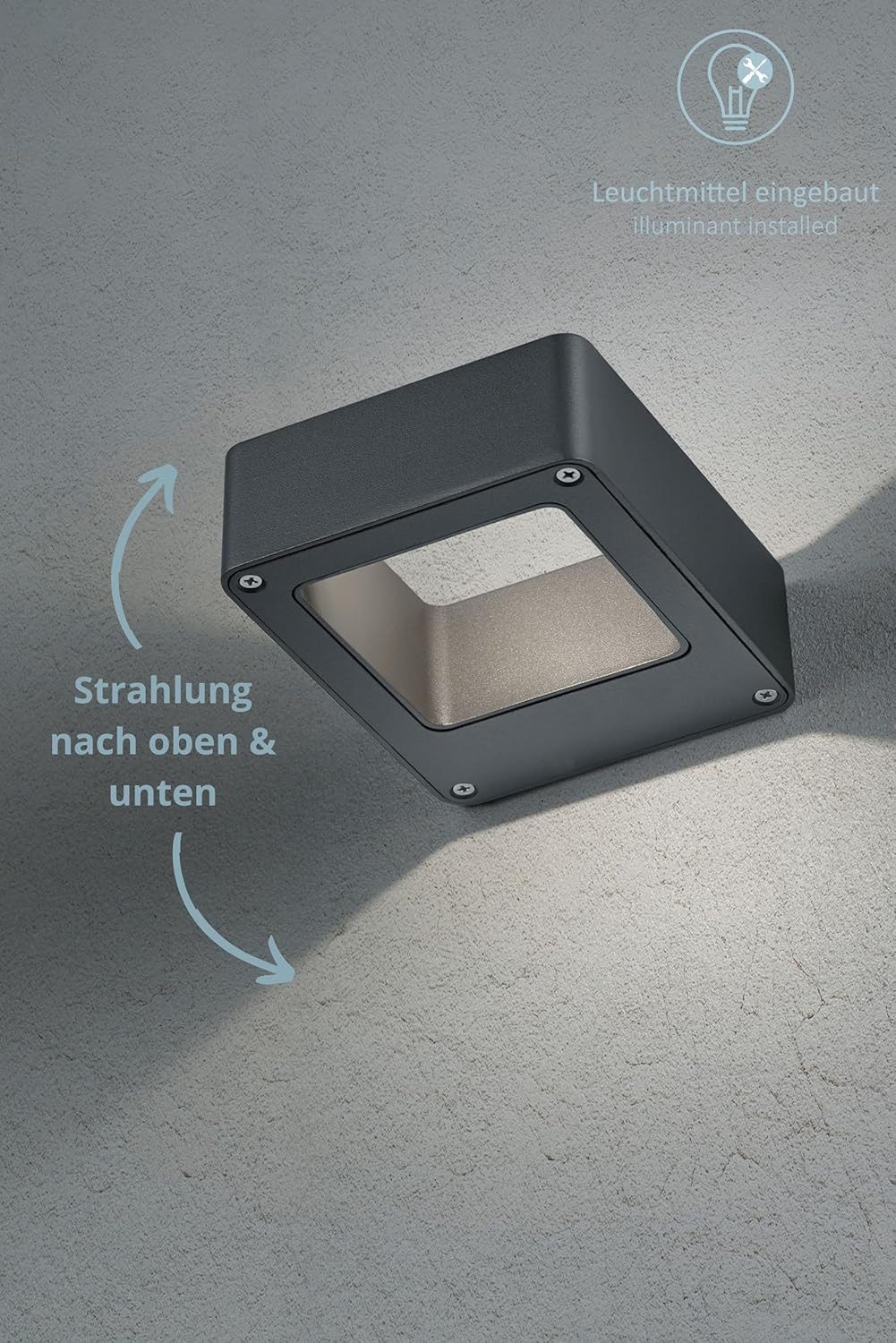 lightling LED Außen-Wandleuchte Randy, LED fest integriert, Warmweiß, Up- and Down Beleuchtung, IP54 Outdoor