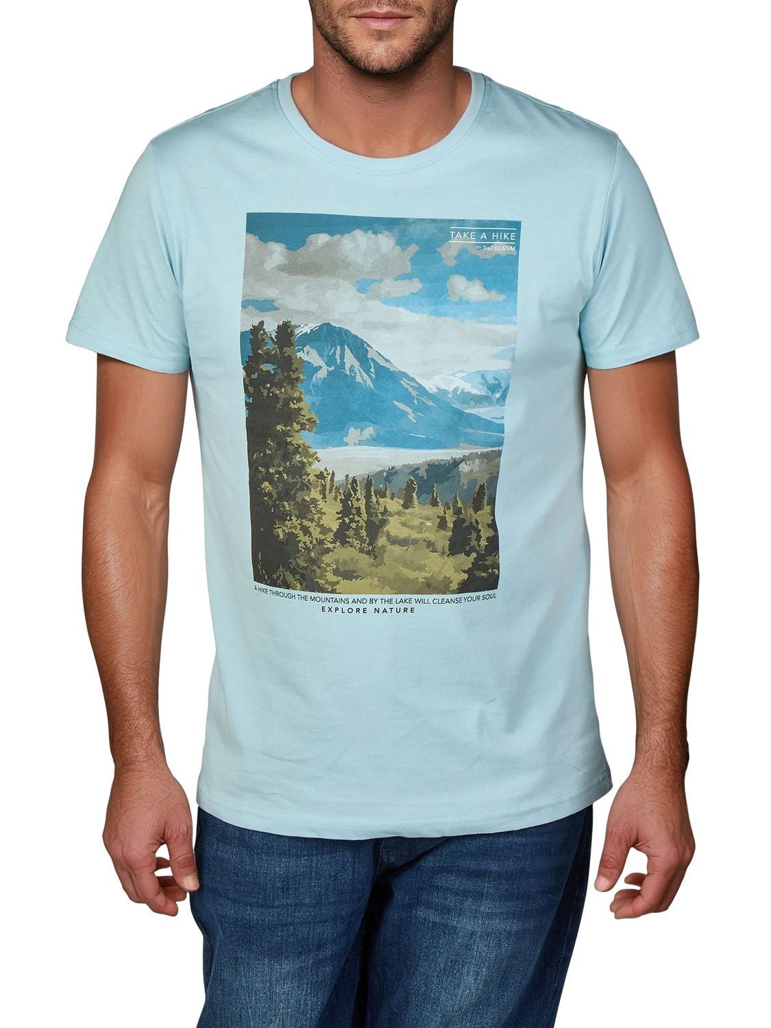 riverso T-Shirt Herren Fotoprintshirt RIVLukas Regular Fit (4-tlg) Kurzarm Tee Shirt mit Rundhalsausschnitt aus 100% Baumwolle