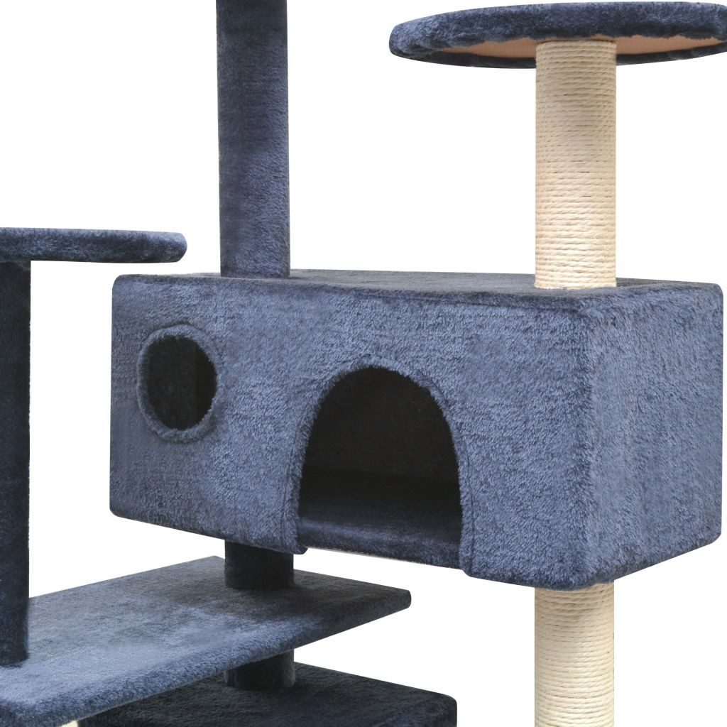 vidaXL Kratzbaum 67 x 67 x 125 cm Katzen-Kratzbaum Sisal 125 cm Dunkelblau
