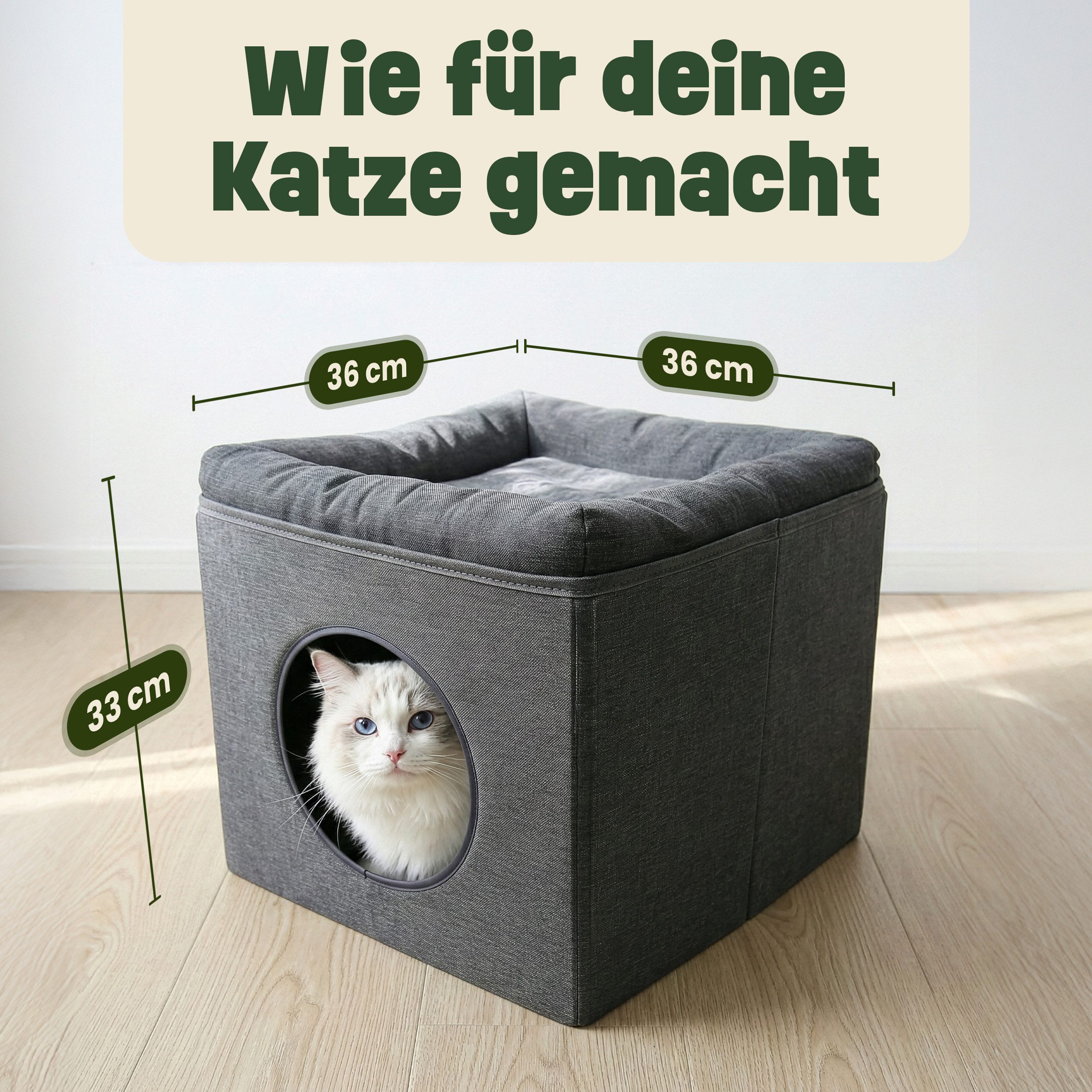 Zooprinz Katzenhaus Katzenhöhle Milo mit Liegefläche und Wendekissen, faltb günstig online kaufen