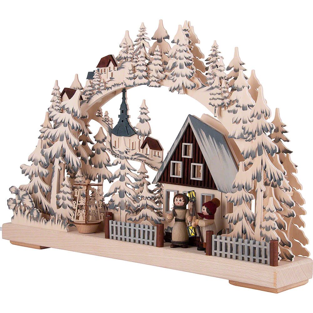 RATAGS Kunsthandwerk Schwibbogen Schwibbogen Laternenschein grau (43x30cm) von RATAGS Holzdesign