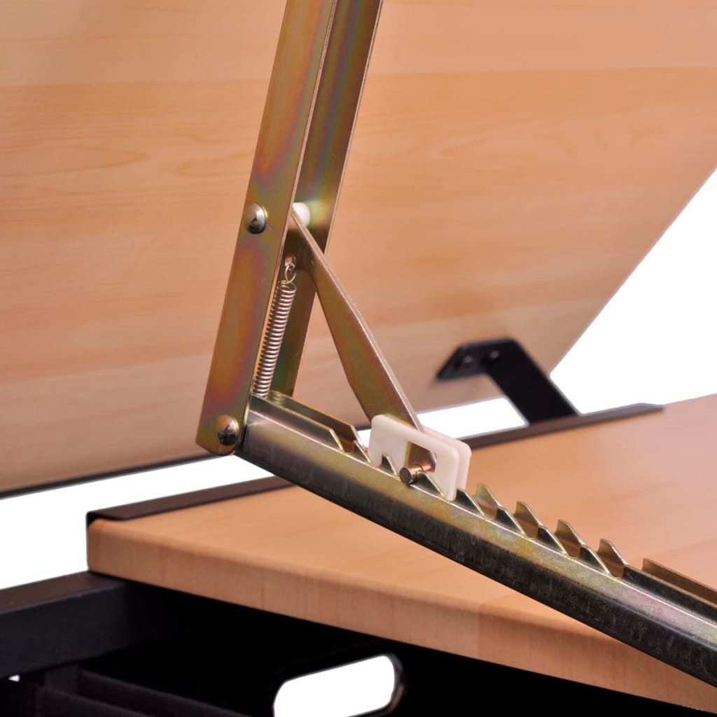 vidaXL Schreibtisch Zeichentisch mit neigbarer Tischplatte 2 Schubladen und Hocker
