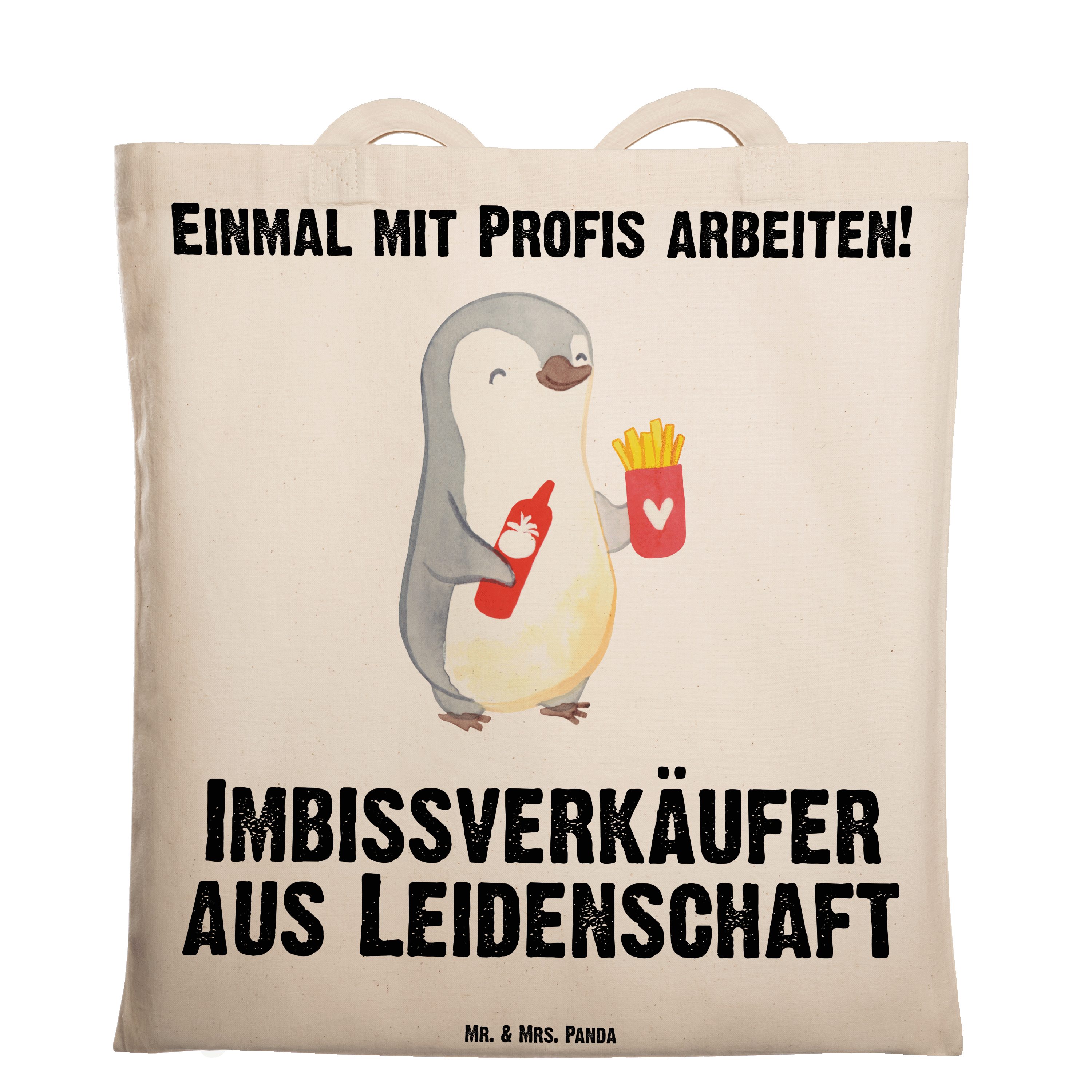 Panda Tragetasche Mrs. & Leidenschaft - Mr. Imbissbesi (1-tlg) - Imbissverkäufer Geschenk, aus Transparent